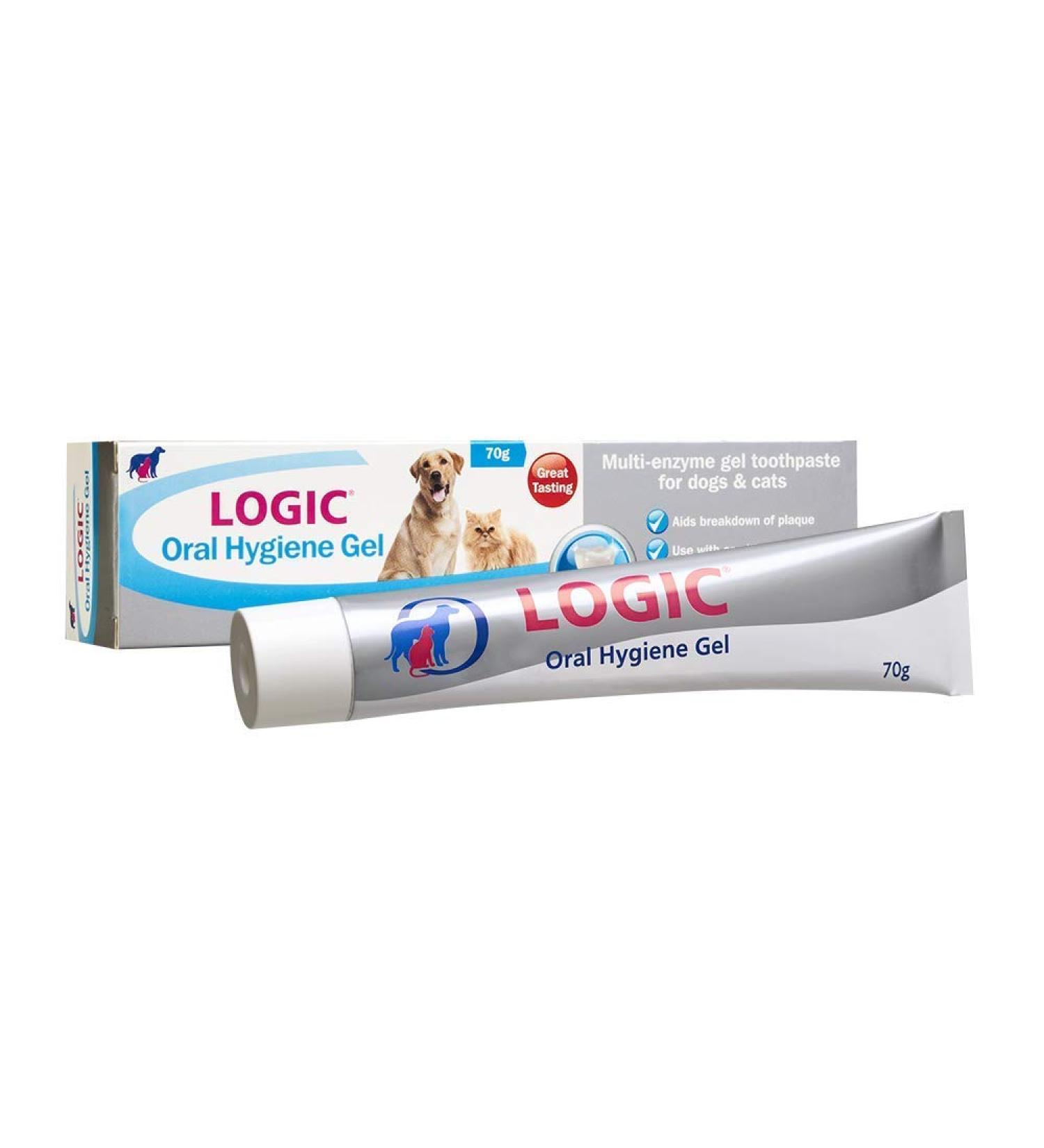 Logic Oral Hygeine Gel - For Cats & Dogs - Cleans Their Teeth By Attacking Bacteria & Plaque & Fights Bad Breath - Can Be Used Without Brushing - 70g Tube - Buy Online on GoSupps.com