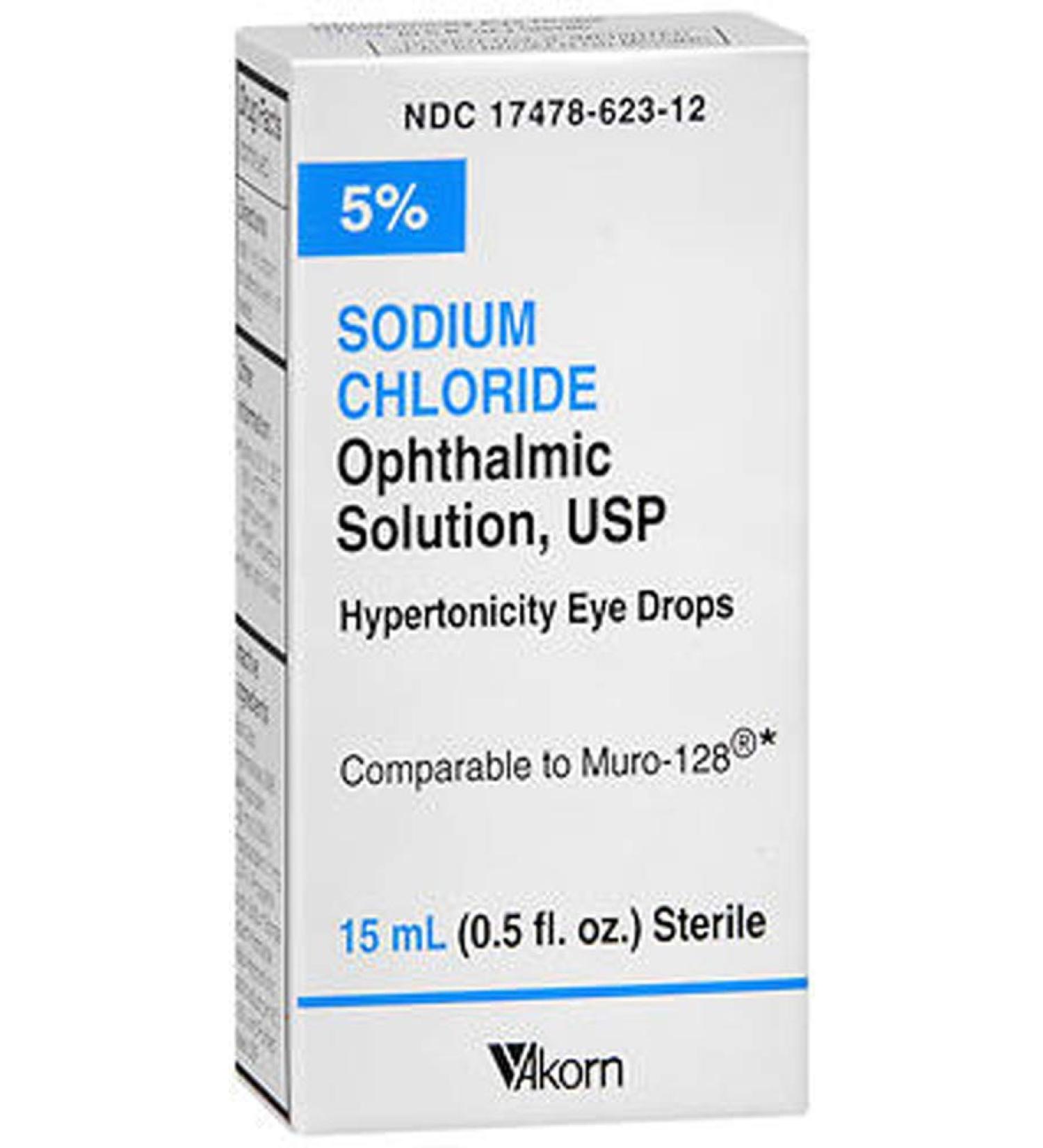 Akorn USP 5 Sodium Chloride Ophthalmic Solution, 0.5 Fluid Ounce 0.5 Fl Oz (Pack of 2)
