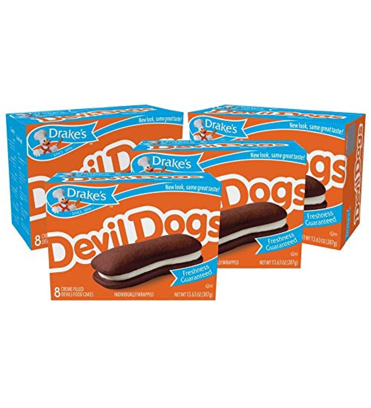 Drake's Devil Dogs 32 Individually Wrapped Devils Food Cakes - 8 Count (Pack of 4) - Buy Online on GoSupps.com
