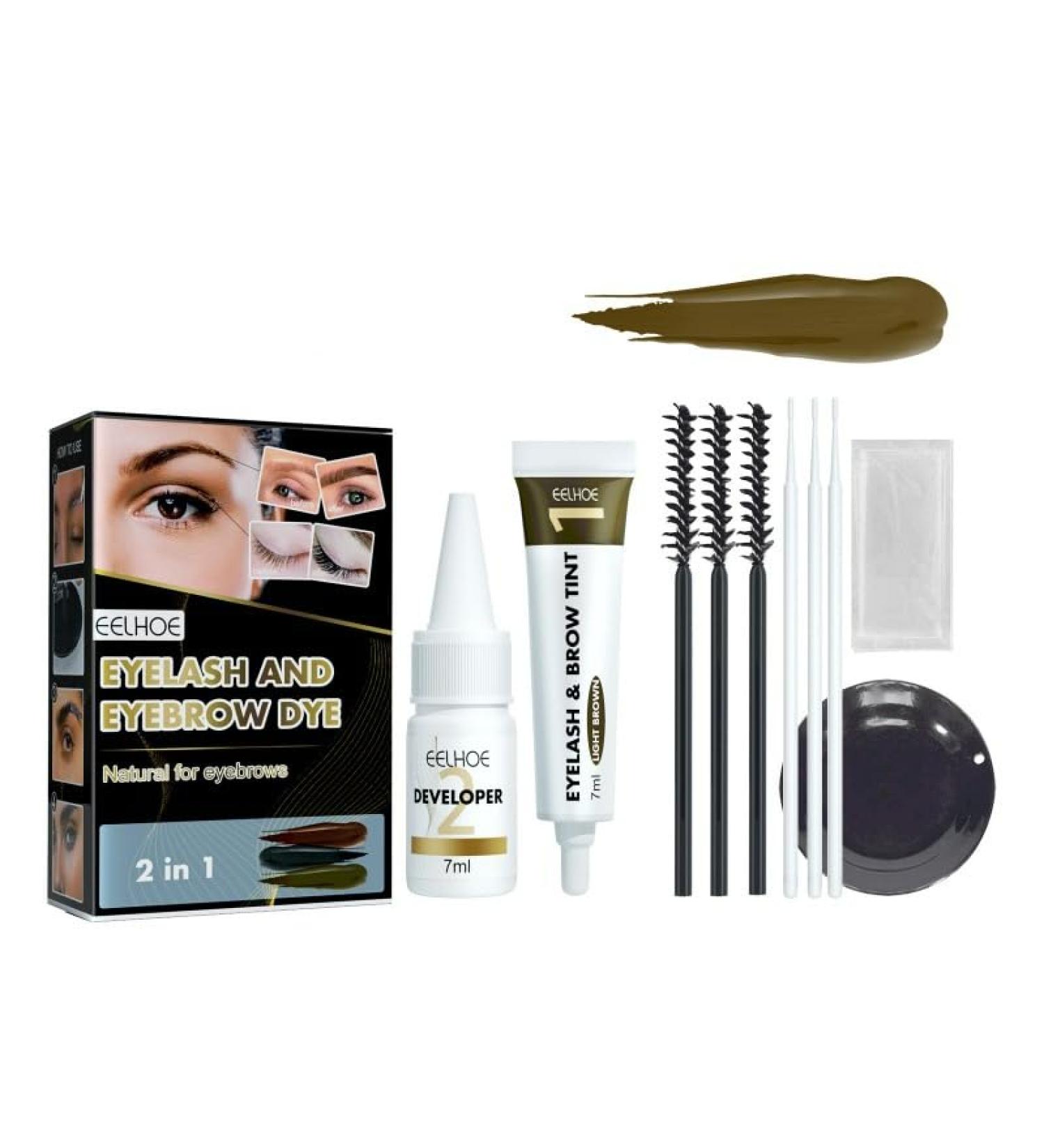 Eyebrow Dyeing Kit Professional Eyelash Eyebrow Dyeing Cream Sweatproof Waterproof Long-Lasting Eye Makeup Cosmetic Tool Light brown - Buy Online on GoSupps.com