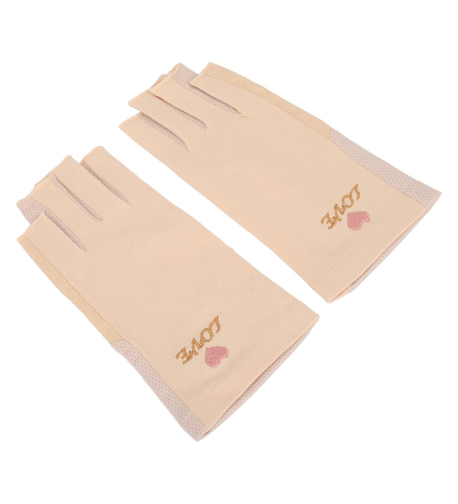  Fockety Fockety Nail Lamp Gloves Thoughtful Design Stretchable UV Protection Fingerless Manicure Gloves for Dry Nail Gel Medium Size Cotton Fiber (Light Yellow) - Buy Online on GoSupps.com