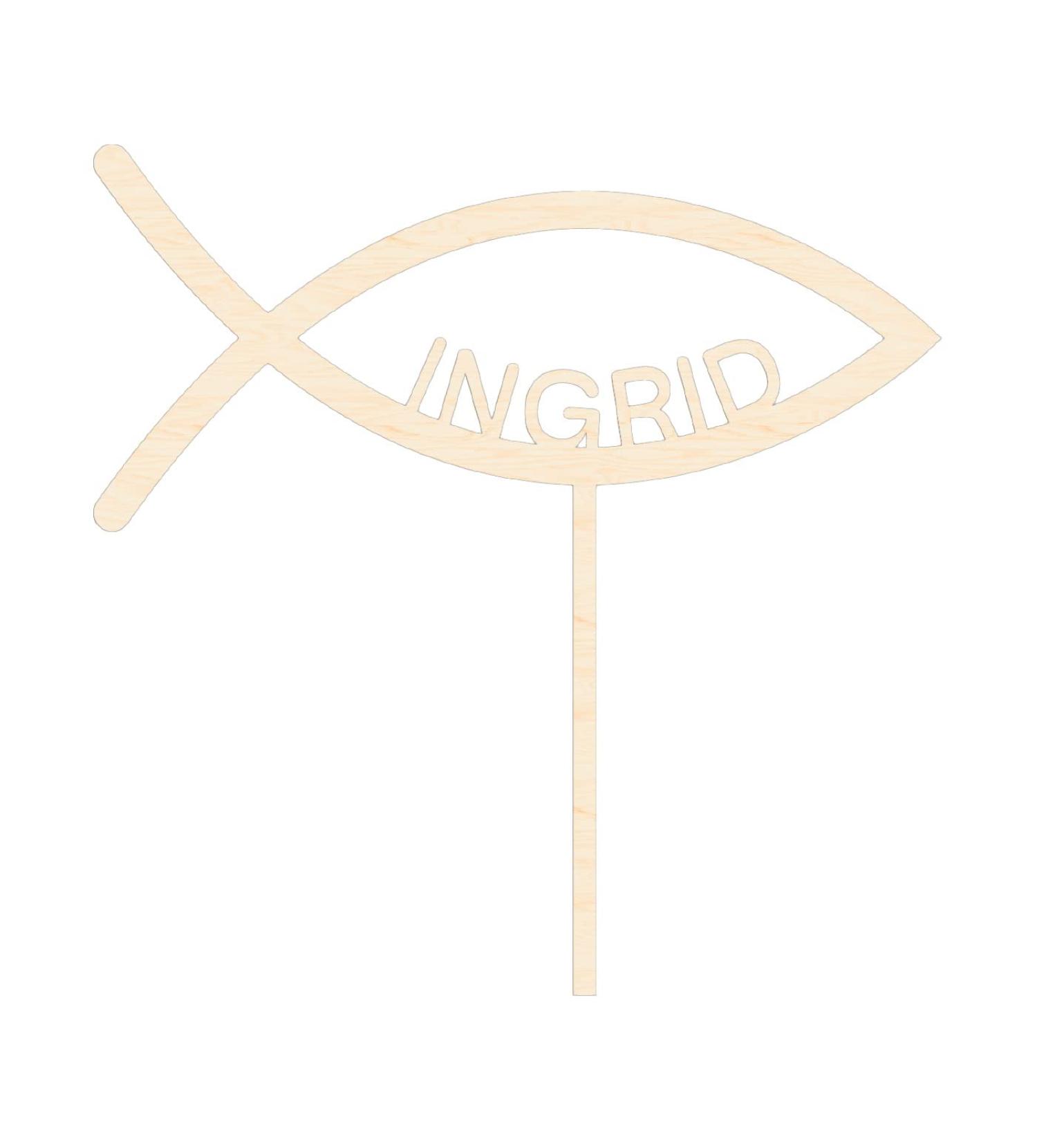 Alsino Sustainable Wooden Cake Topper for All Occasions | Wedding Birthday Baptism Birth Communion Confirmation - Ichthys Fish (La-112) - Buy Online on GoSupps.com