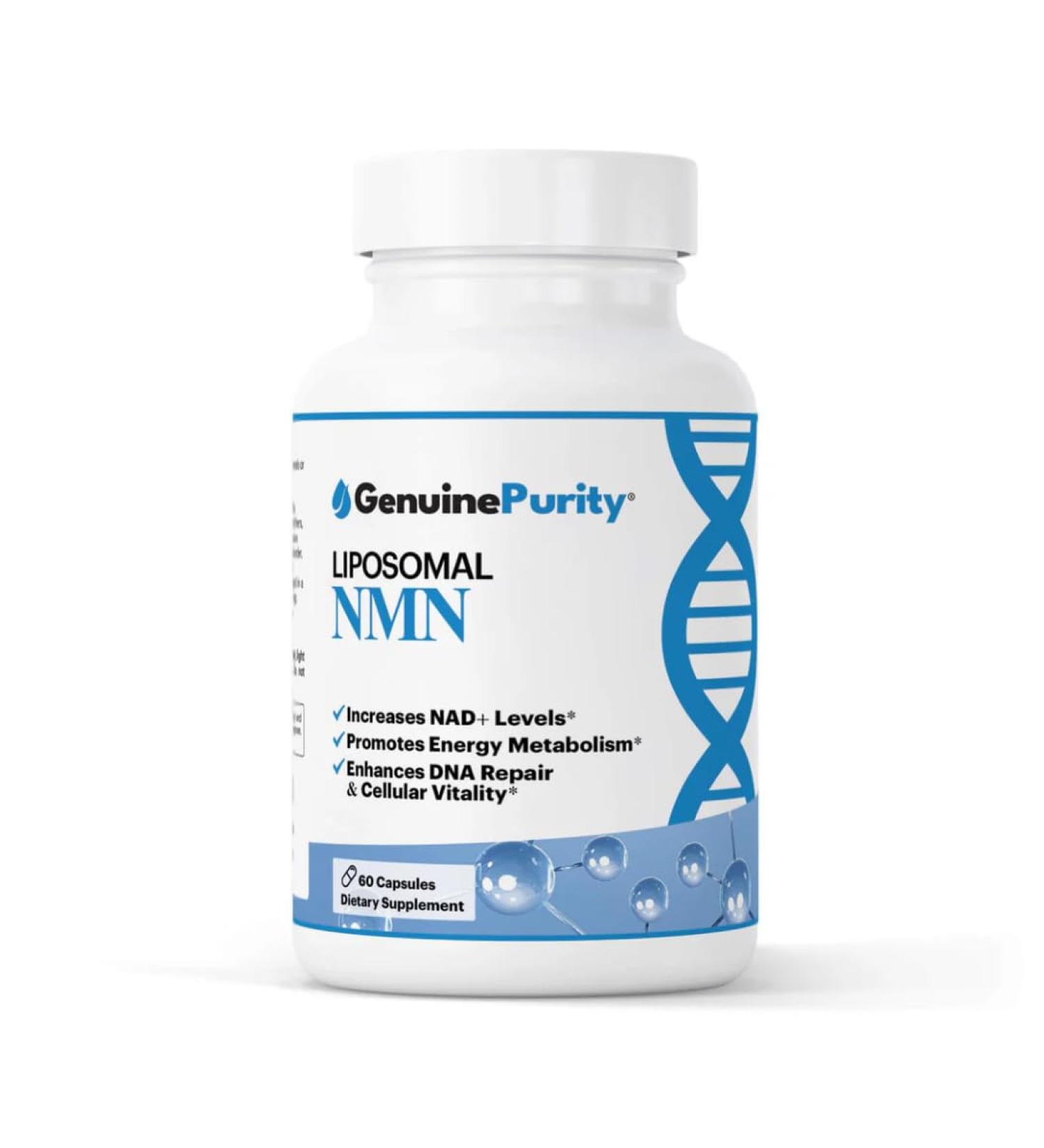 GenuinePurity - 250mg Liposomal NMN Supplement - 60 Vegan Capsules to Support NAD+ Production Cellular Energy & Healthy Aging - Nicotinamide Mononucleotide for Metabolic Wellness & Immune Support - Buy Online on GoSupps.com
