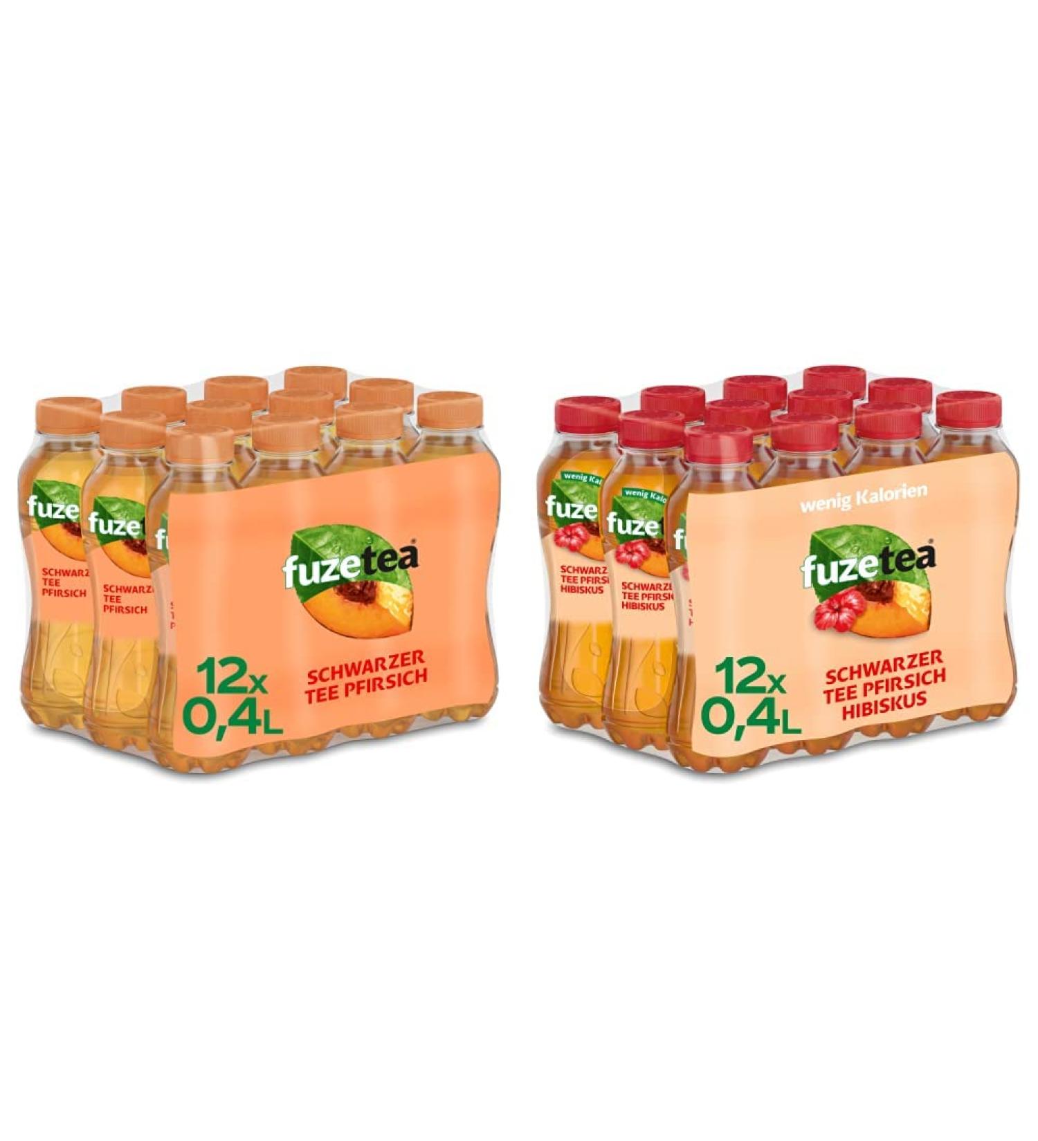 Buy Fuze Tea Peach & Hibiscus - Refreshing Fusion of Tea Juice & Herbs | 12 x 400 ml - Sustainable & Convenient Bundle - Buy Online on GoSupps.com