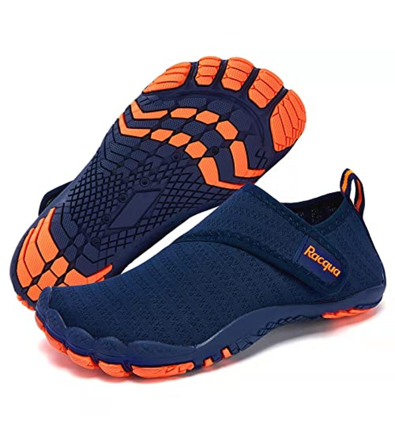 Racqua Kids Water Shoes Quick Dry Barefoot Lightweight - Blue/Orange - Size 6 Big Kid - Buy Online on GoSupps.com