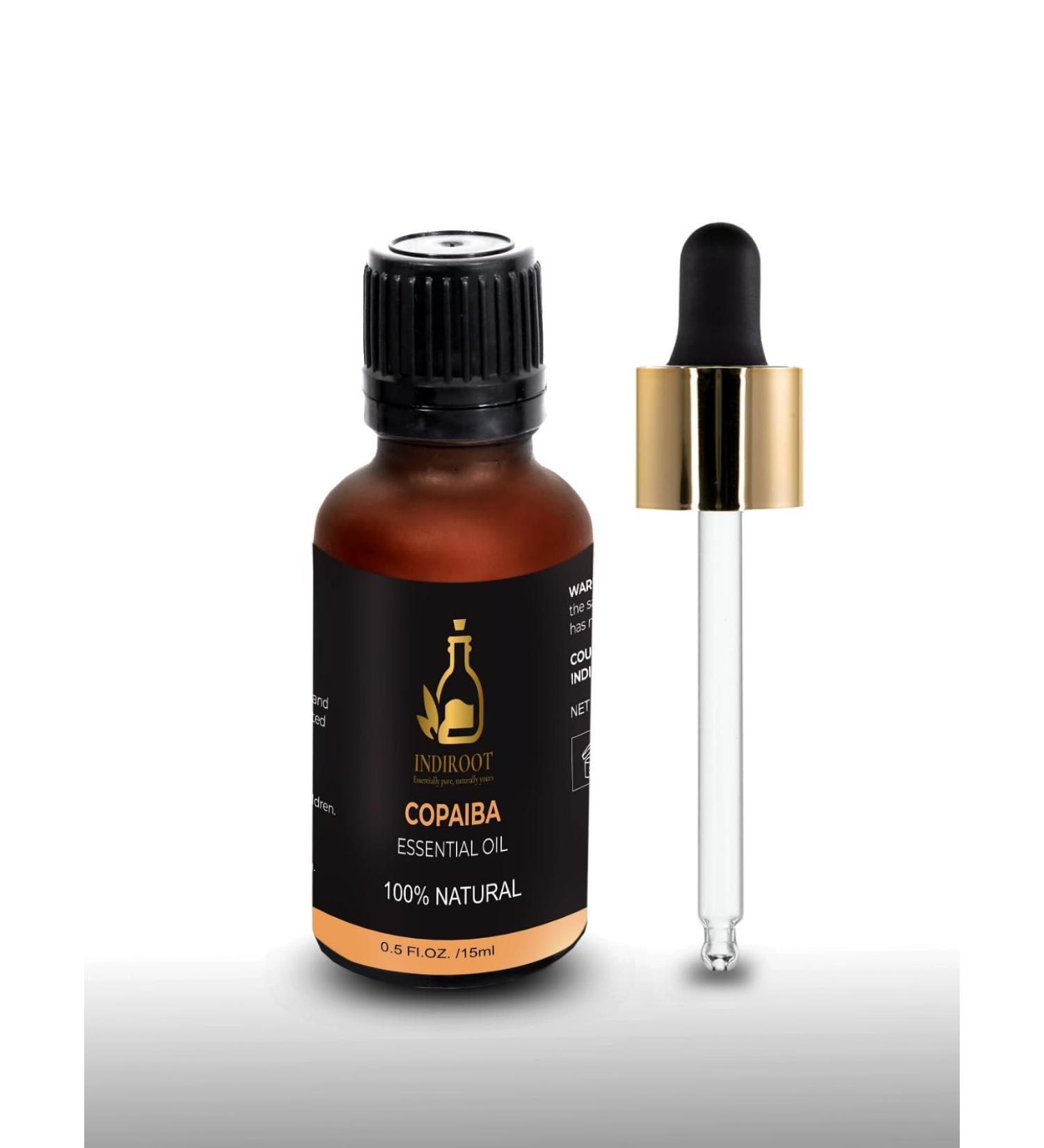 Indiroot Copaiba Copaifera officinalis Essential Oil 100% Natural 0.5 Fl Oz 15ml with Dropper