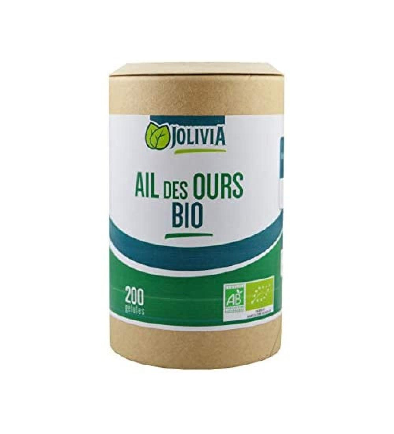 Organic Bear Garlic - 200 Vegetable Capsules of 250 mg | Capsule Size | Food Supplement | Vegan | Made in France