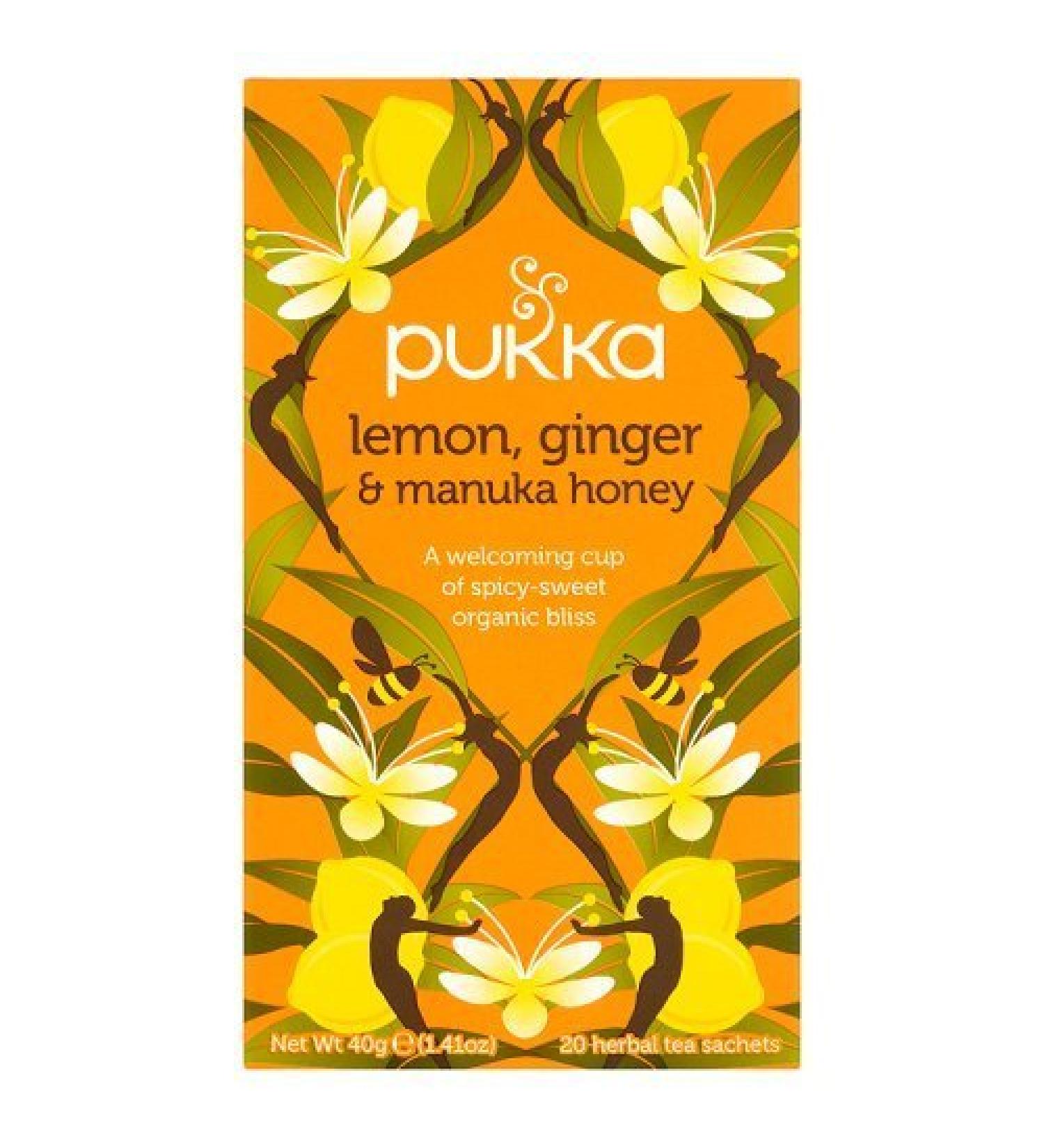 (3 PACK) - Pukka Herbs - Lemon Ginger Manuka Honey Tea | 20 sachet | 3 PACK BUNDLE