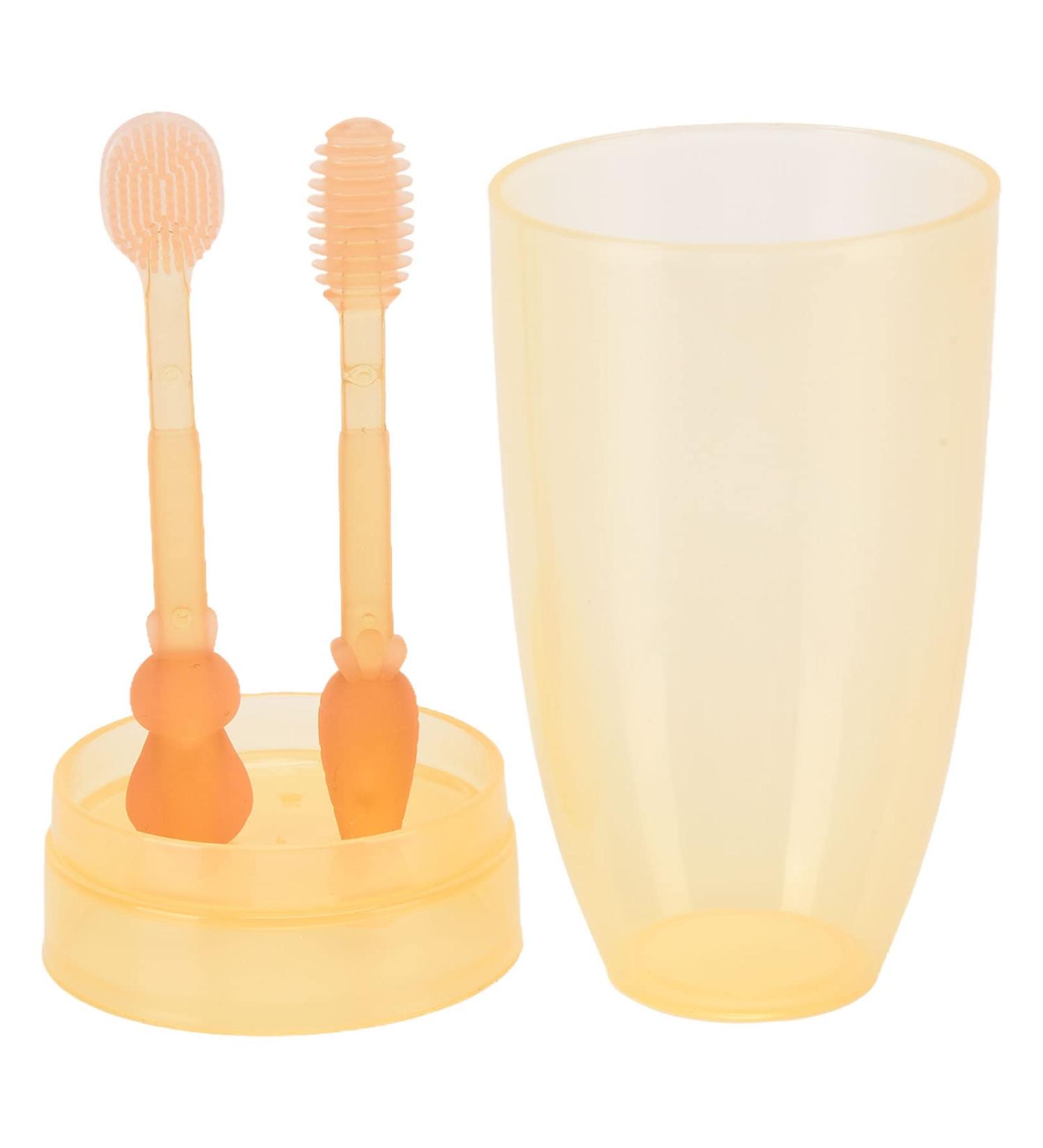 Agate Baby Toothbrush & Tongue Cleaner - Soft Silicone Bristles for Toddlers 0-3 Years | Oral Care & Dust Protection - Buy Online on GoSupps.com