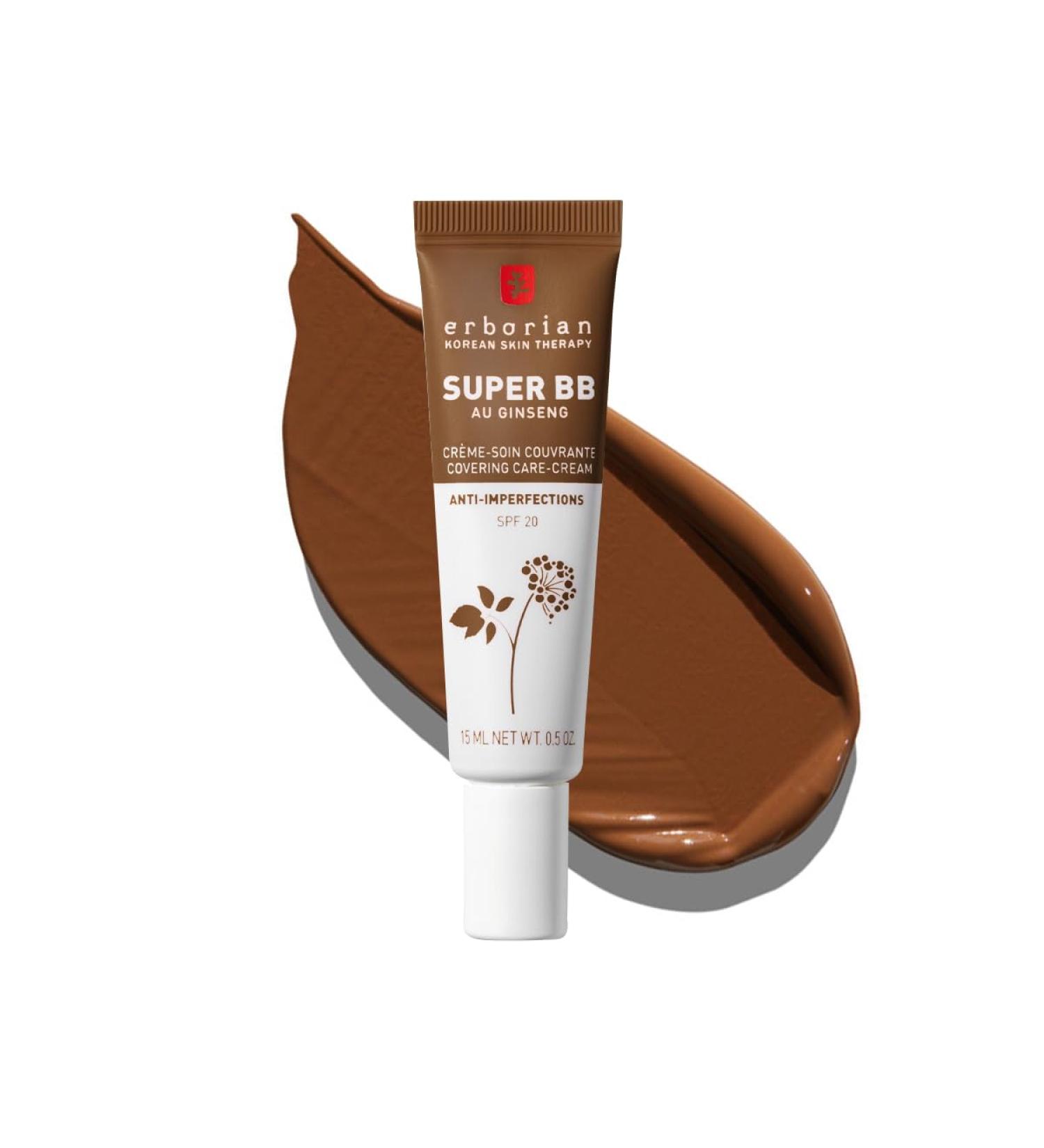 Erborian Super BB Cream with Ginseng | High Coverage Tinted Face Care | SPF 20 Sun Protection | Korean Cosmetics Chocolat 15ml - Buy Online on GoSupps.com