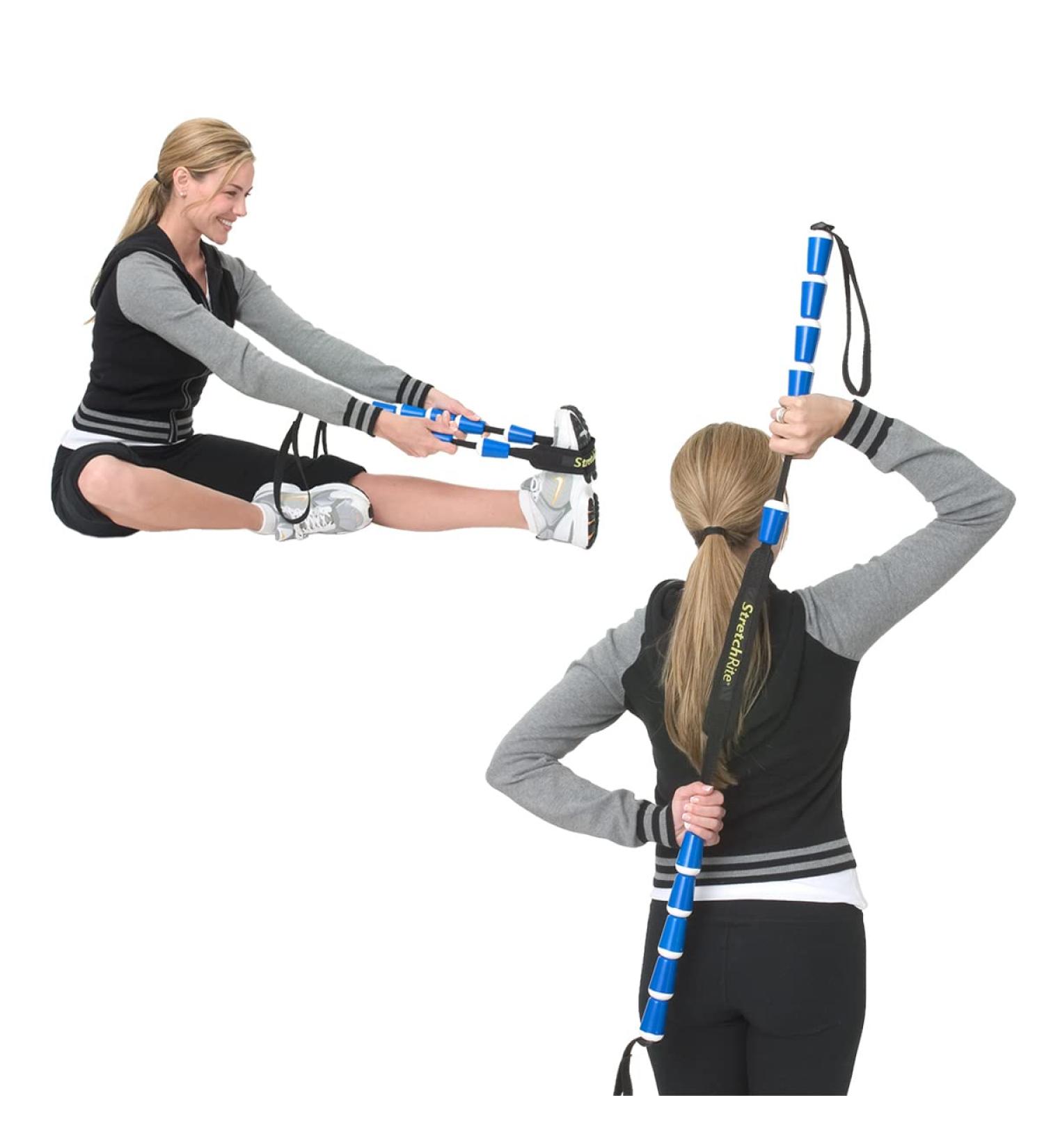 Prostretch StretchRite Full Body Stretching Strap with Grip Handles - Ideal for Sore Muscles Includes Coaching Guide Blue/White | International Shipping Available - Buy Online on GoSupps.com