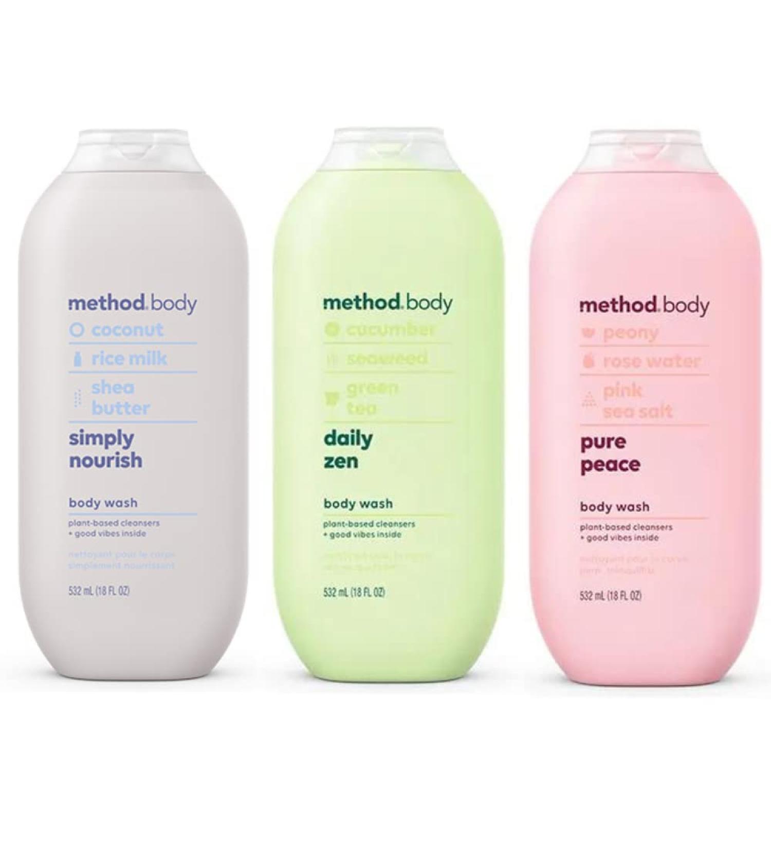 Method Body Wash Variety Pack - 3 Scents (Pure Peace, Nourish, Daily Zen) - 18 Fl Oz Each - 3-Pack - Buy Online on GoSupps.com