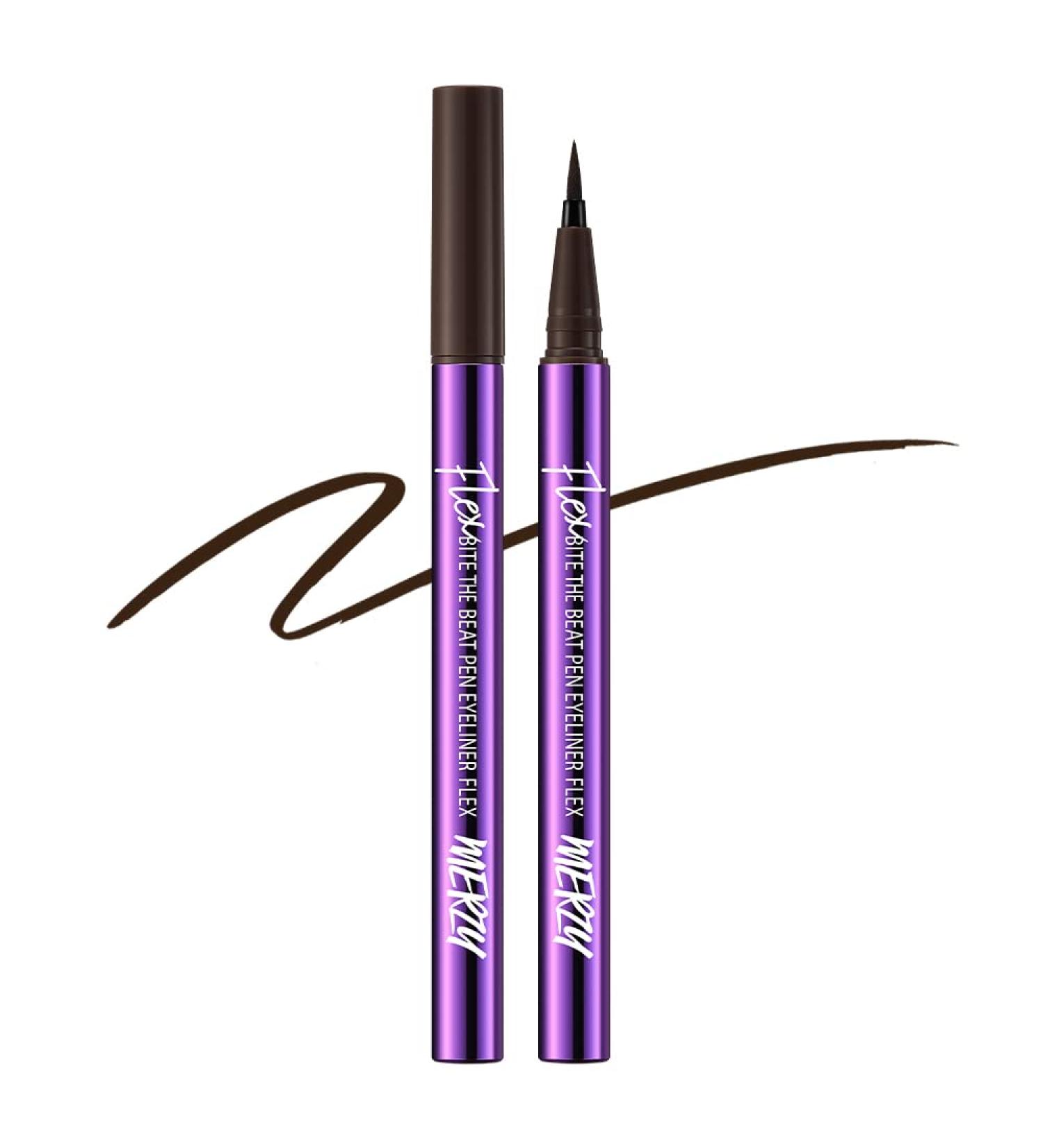 MERZY Bite The Beat Flex Pen Liquid Eyeliner | Waterproof & Smudge-Resistant Brown Eyeliner - Long Lasting High-Intensity Color - Buy Online on GoSupps.com