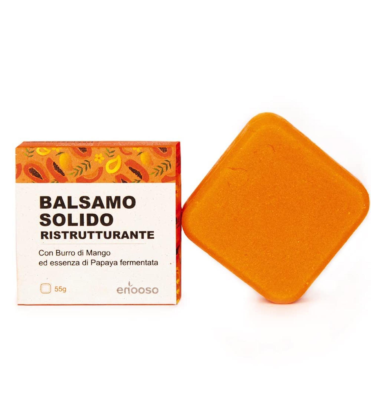 Apr s-shampooing Solide Restructurant et Fortifiant Naturel Bio pour cheveux ab m s - au beurre de Mangue et Papaye 55 g - Enooso - 100% Artisan Bio Vegan - Fabriqu en Italie - Buy Online on GoSupps.com