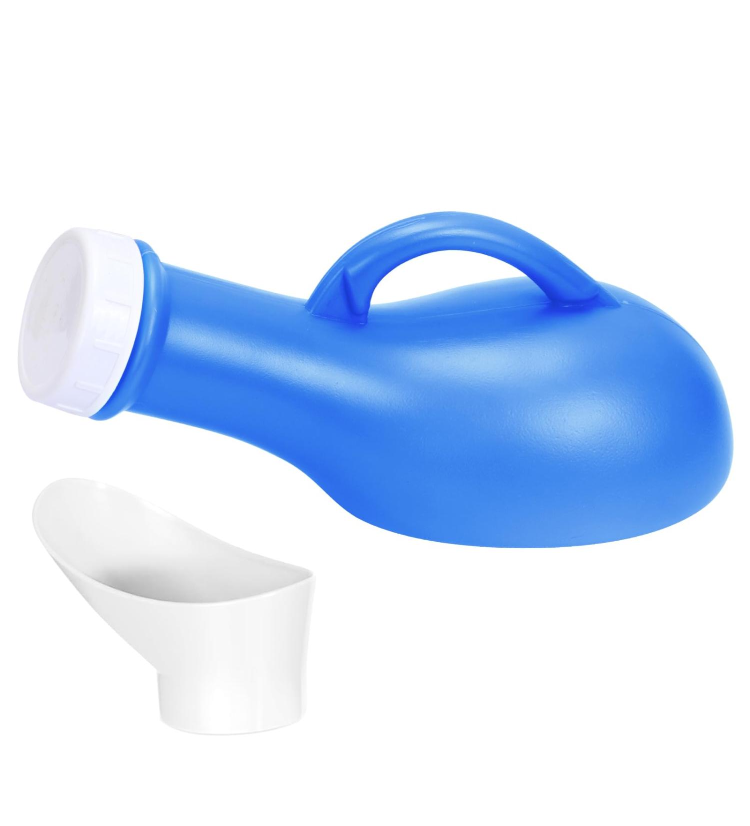Portable 1000ml Urine Bottles for Men & Women - Unisex Plastic Pee Bottle with Lid for Travel Car & Camping - Buy Online on GoSupps.com