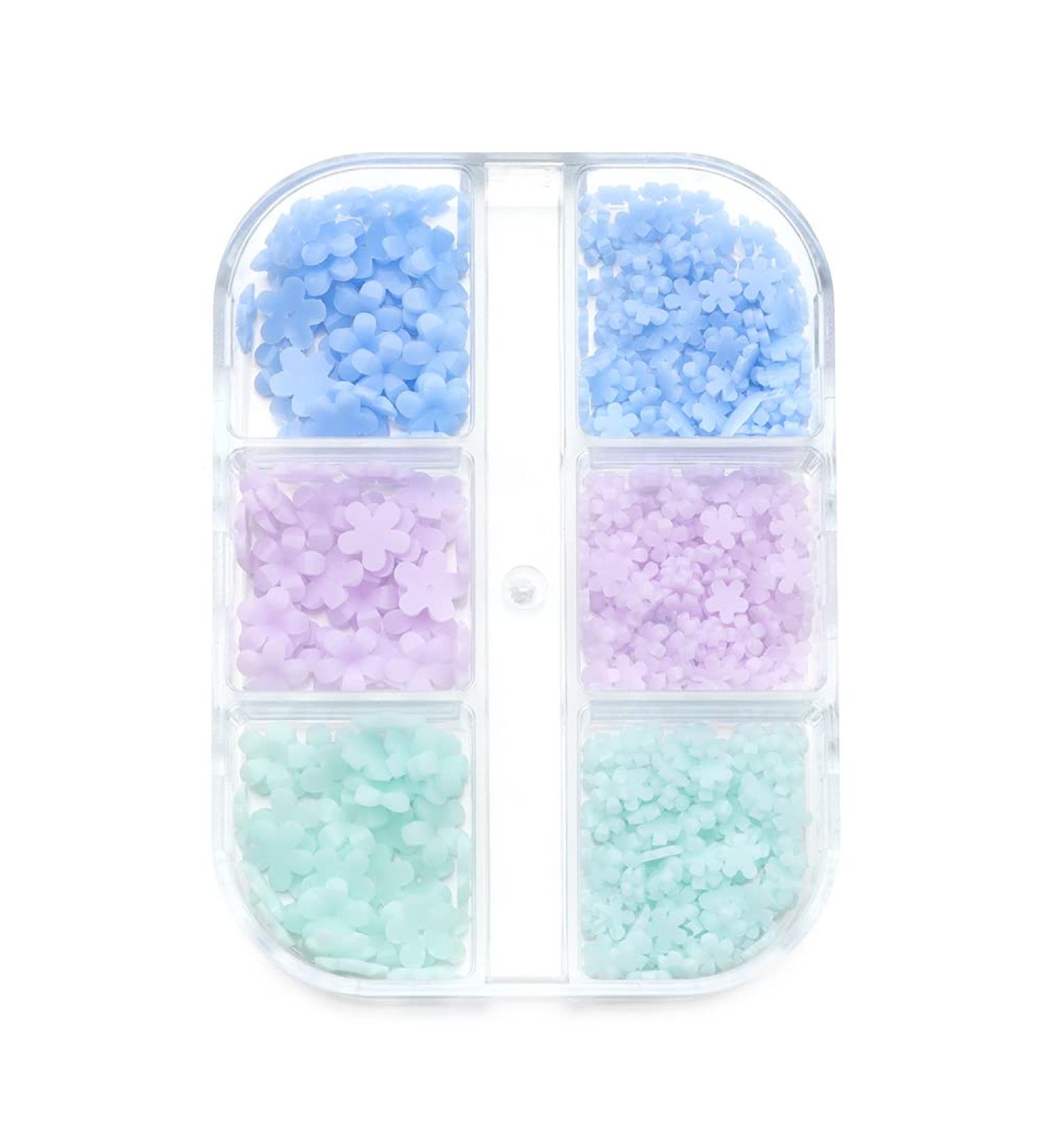 DIY Manicure Charms Resin White Blue Five Petals Flower Nail Flakes Stones Beads Color-changing(01) - Buy Online on GoSupps.com
