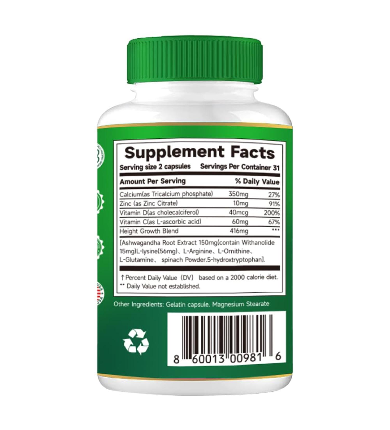 PRETANT-Growth Capsules to Grow Taller - Height Increase Maximizer with Calcium for Bone Strength -Natural Get Taller Supplement - Dietary Edible Healthcare Fitness - Buy Online on GoSupps.com