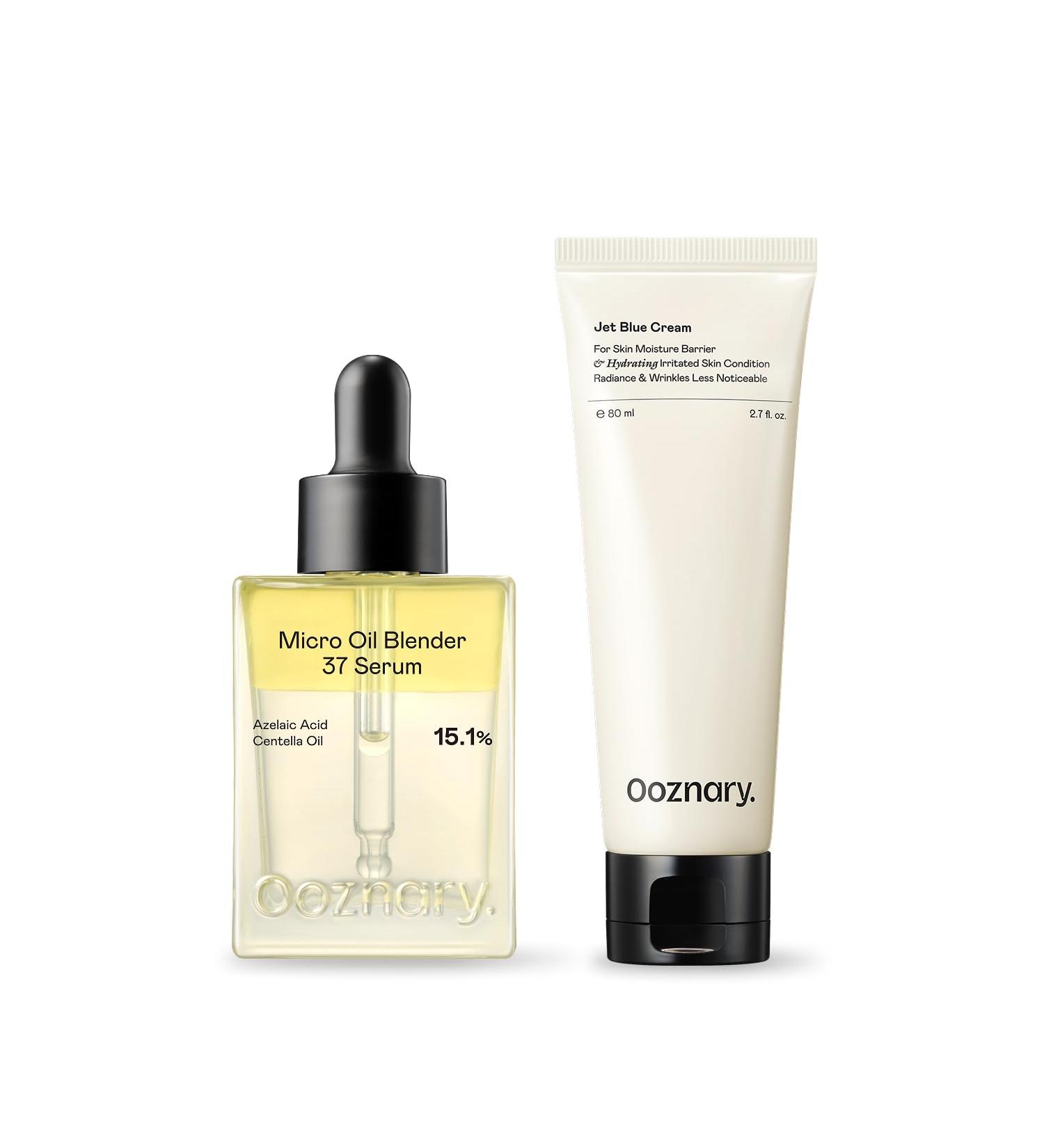 Ooznary Azelaic Acid 12% Serum + Jet Blue Cream with Ceramide for Soothing Brekaouts & Skin Barrier Repair - 3.71 fl oz l 110ml - Buy Online on GoSupps.com