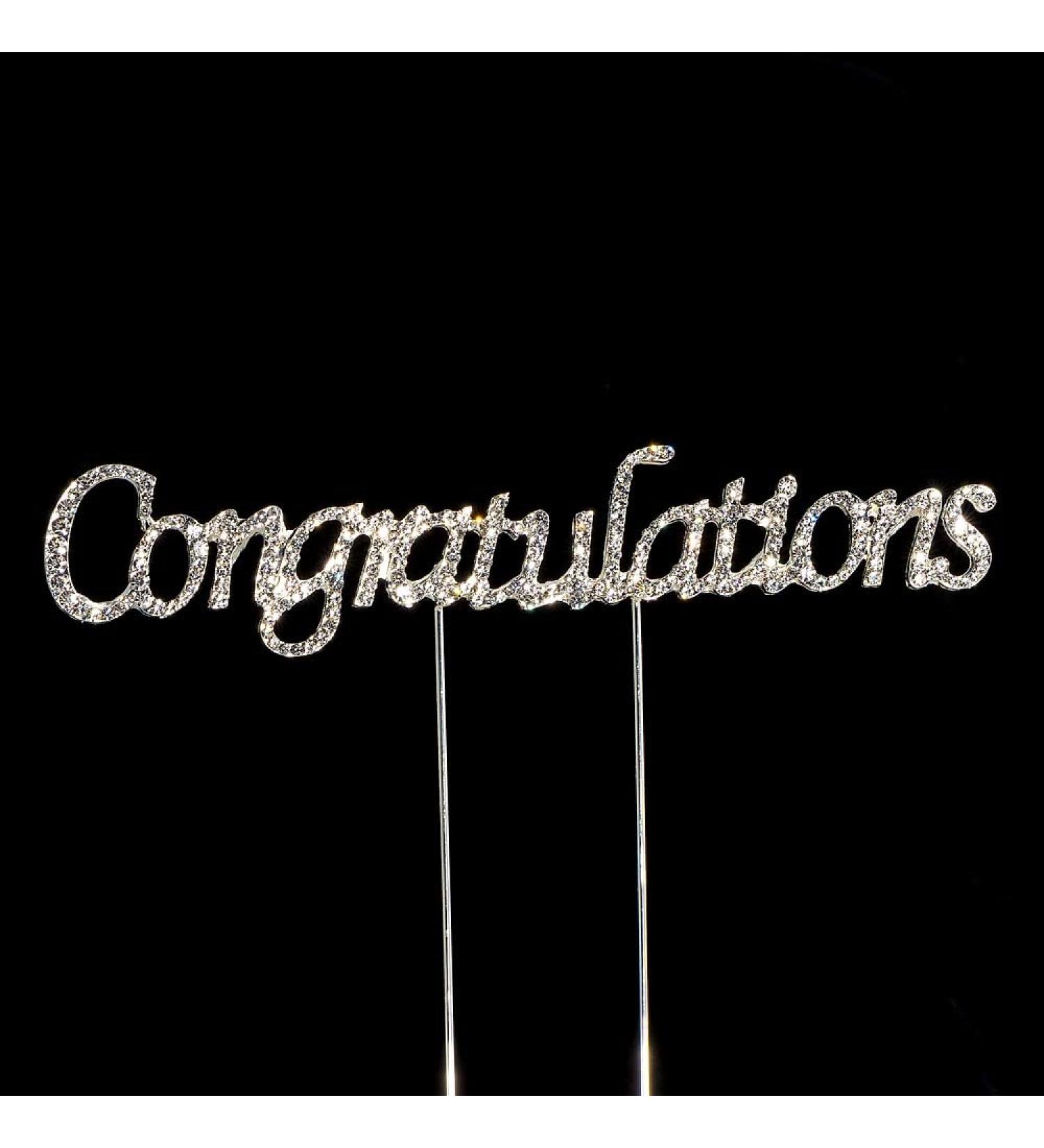 17.5cm x 3cm Congratulations Diamante Rhinestone Cake Topper Decoration