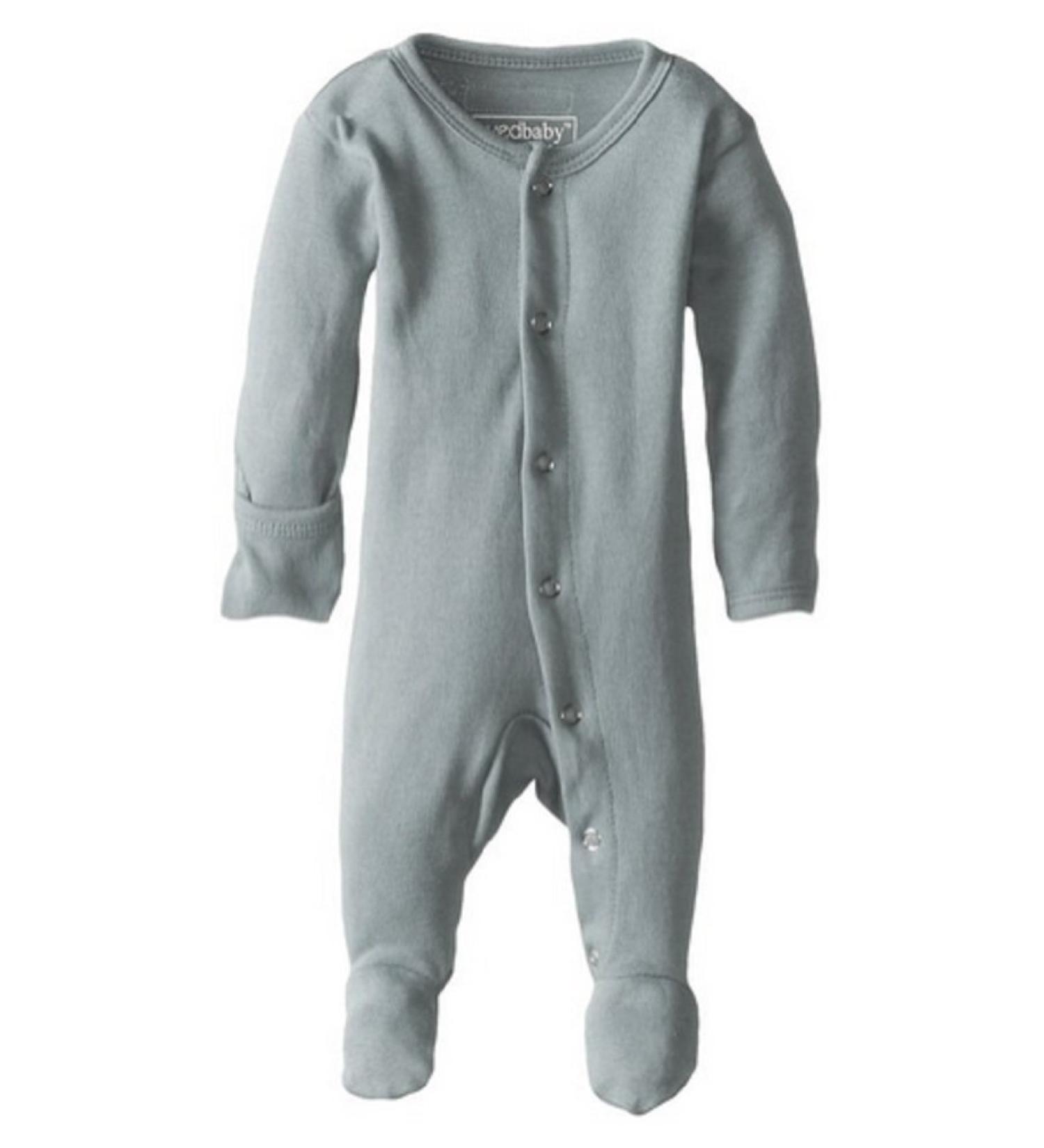 L'Ovedbaby Girls' Organic Baby Snap Footie 0-3 Months Seafoam