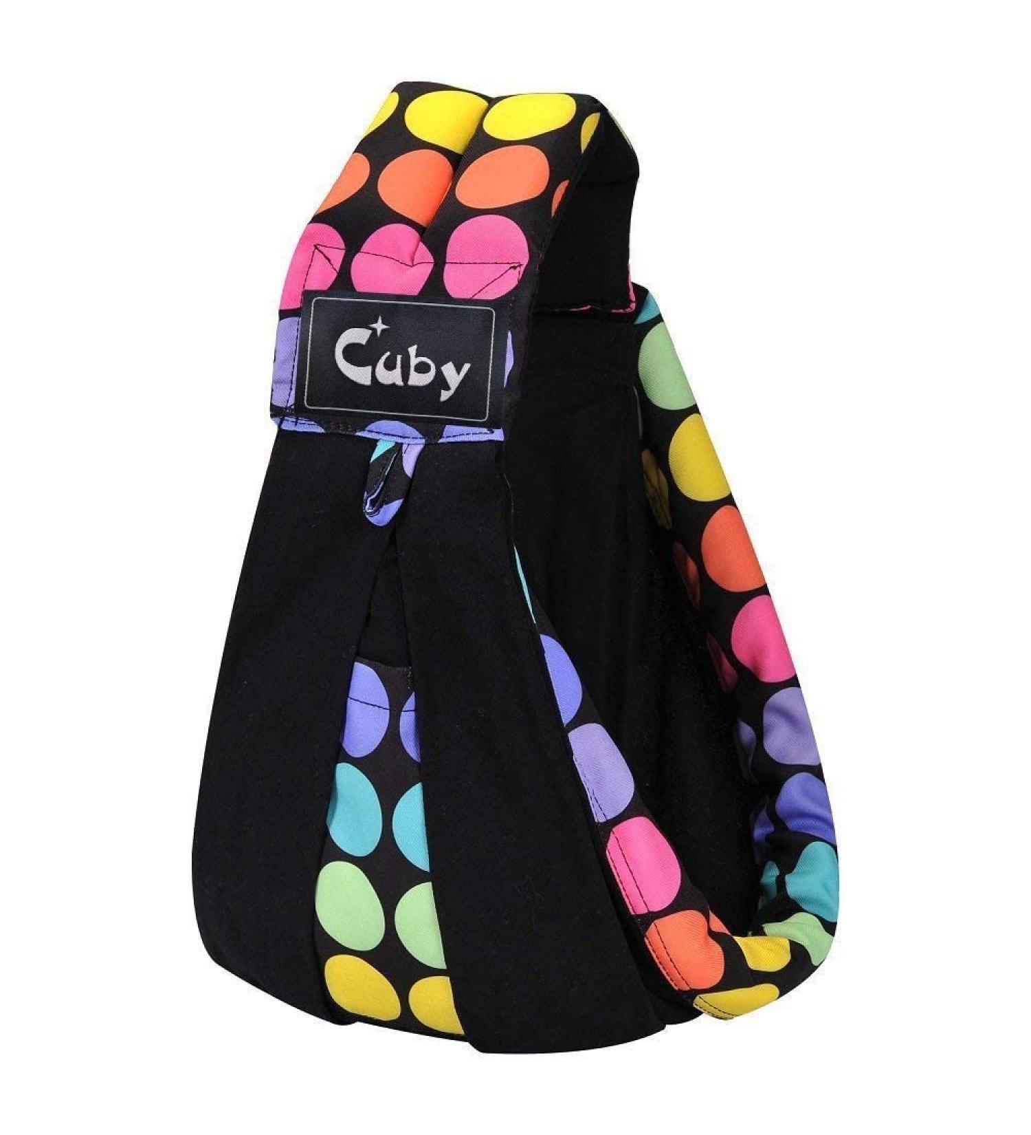 CUBY Baby Carrier Sling | Natural Cotton Adjustable Wrap for Newborn Comfort | Nursing Infant Toddler Carrier | Black Polka Dot - Buy Online on GoSupps.com
