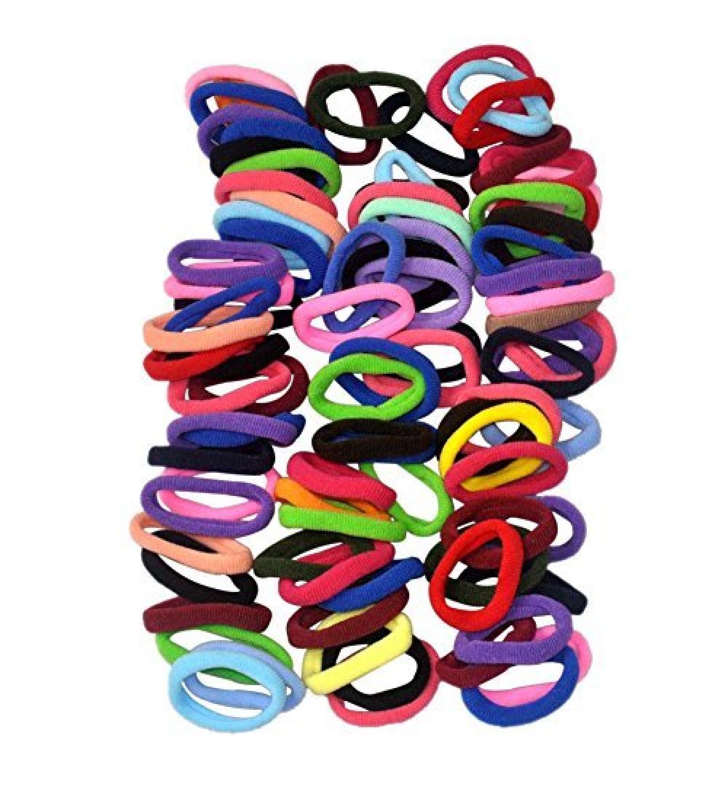 90pcs 8mm Mixed Colors Hair Scrunchies / Hair Bands for Women / Girls