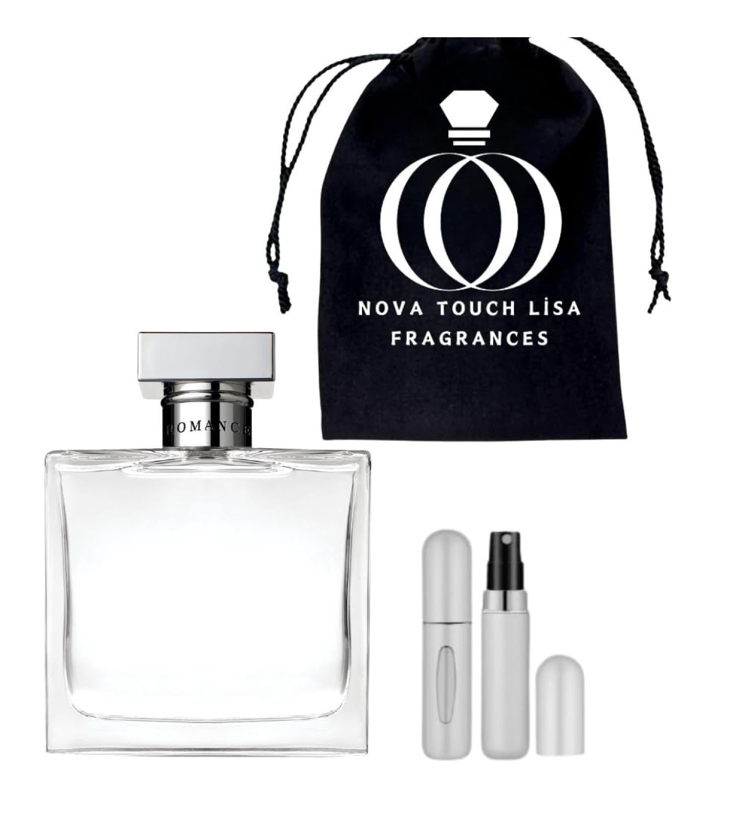 Romance Perfume for Women BY R.L Eau de Parfum Spray 3.4 Oz Bundle 5ML Mini Refillable Empty Perfume Atomizer Bottle