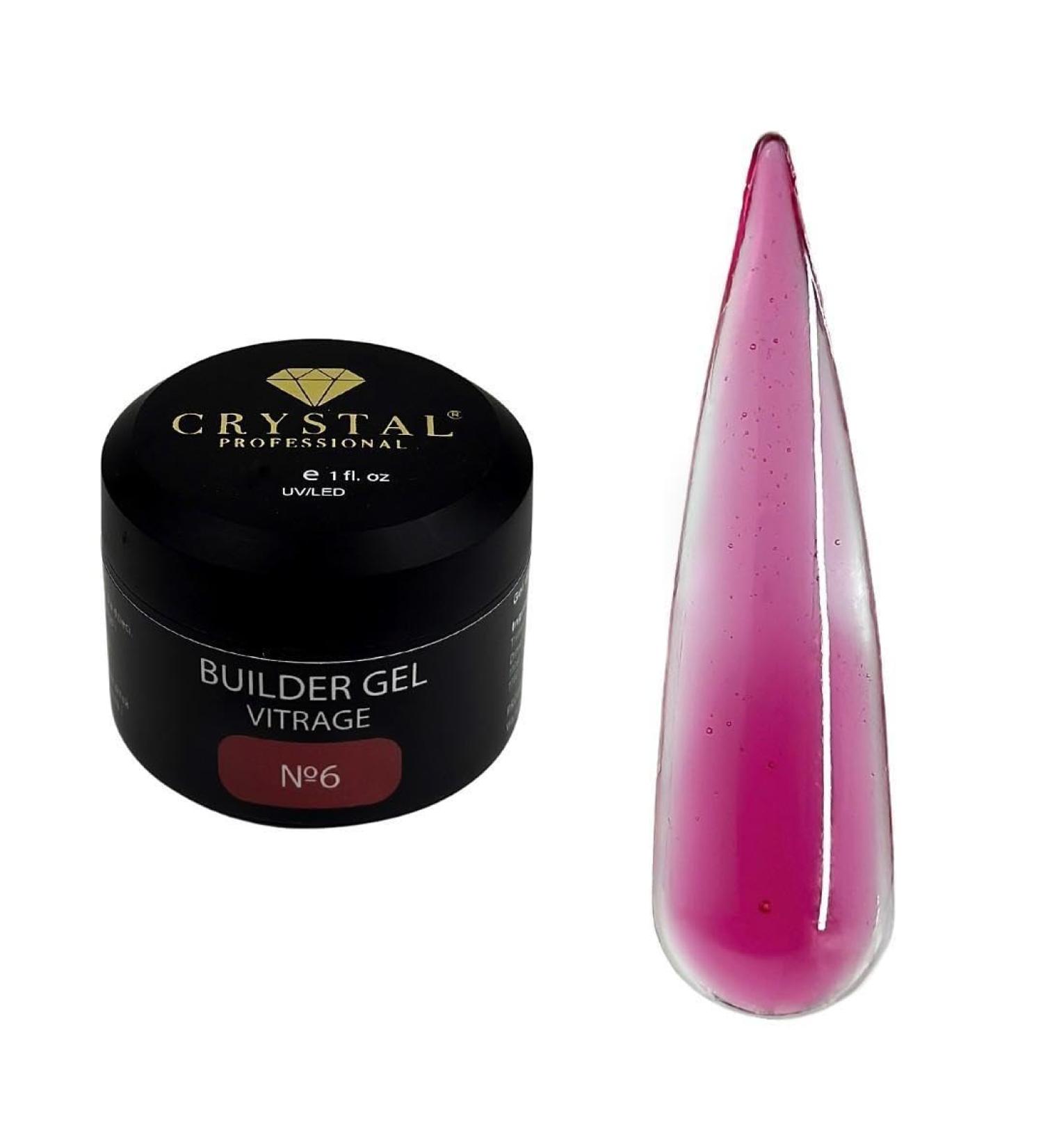 Crystal Professional Gel Builder - 30 ml - Gel nails with a glazed effect and glass-like finish - Nail gel for creative extensions with a deep effect - Nail builder gel - Pink 006