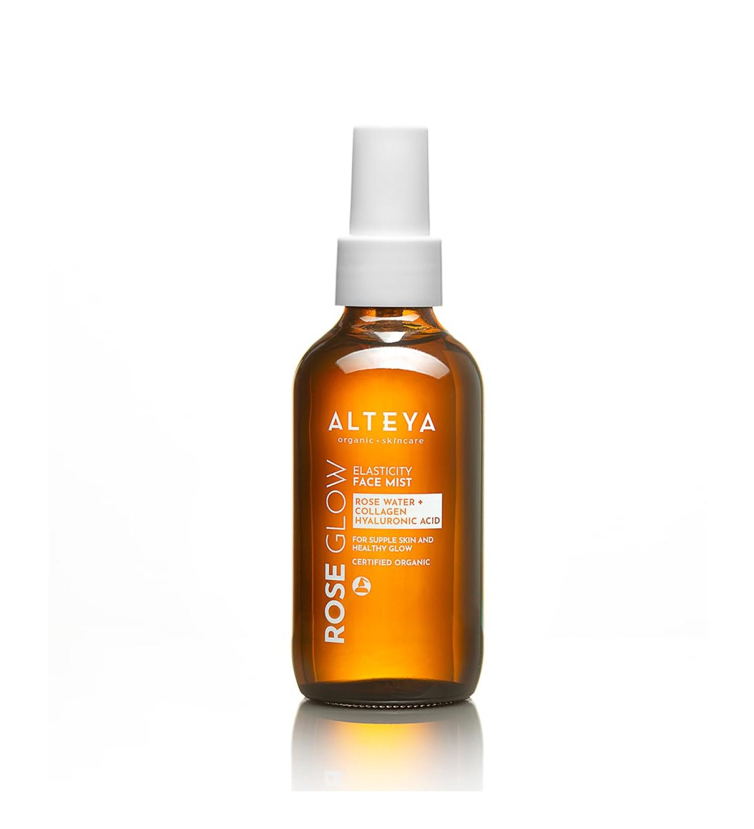 Alteya Organic Rose Glow Elasticity Collagen Face Mist 120 ml - NaTrue Certified Organic Rose Toner with Hyaluronic Acid + Marine Collagen for Supple Skin and Healthy Glow - All Skin Types - Buy Online on GoSupps.com