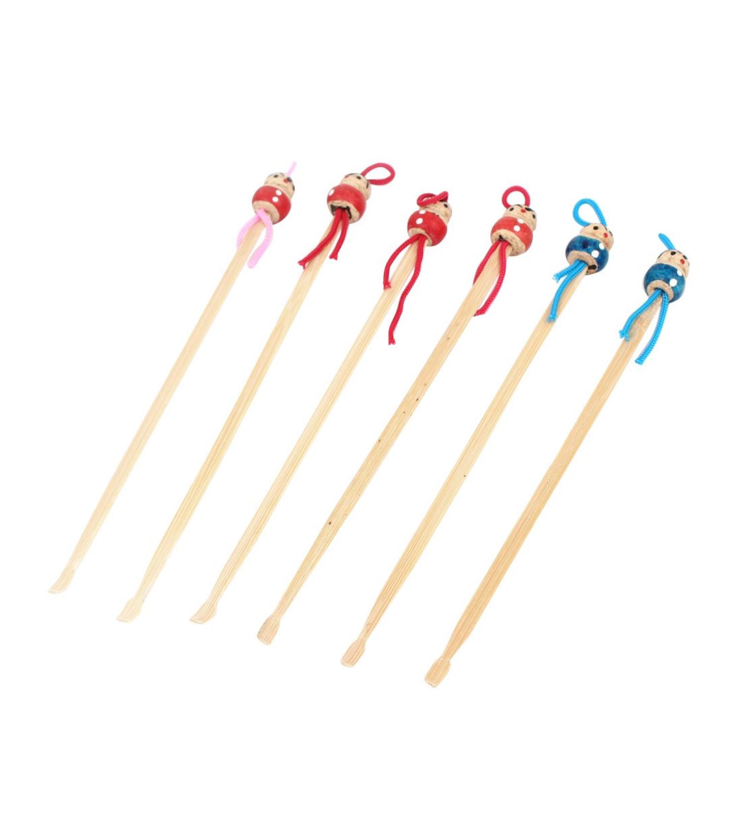 Cartoon Wooden Earpick Ear Wax Remover Set - 6 Pcs | 13cm Length | Model 114d21 - Buy Online on GoSupps.com