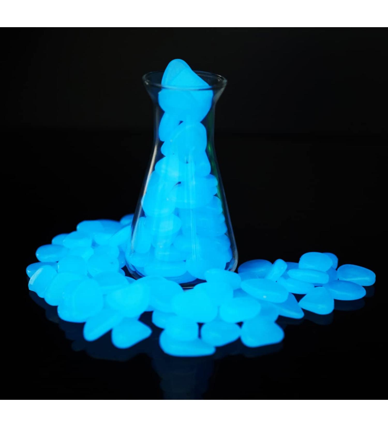 Halcyerdu 200 Bright Fluorescent Pebbles - Blue Night Light Stones for Aquarium & Garden Decoration - Buy Online on GoSupps.com