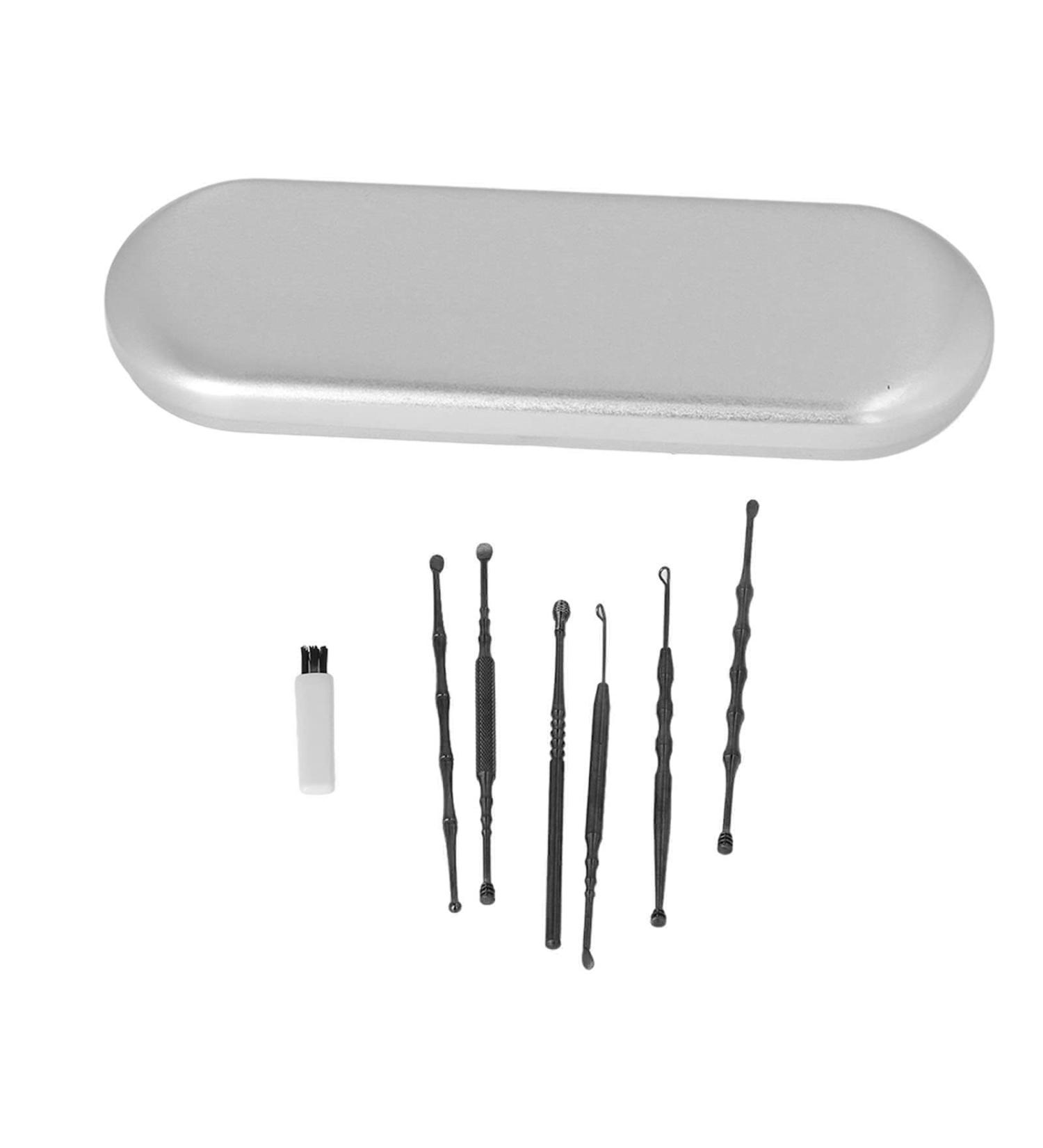 Jeanoko Earwax Removal Kit - Stainless Steel Spoon Shaped Tool for Home & Travel - Black Ear Cleaner for Adults & Kids - Buy Online on GoSupps.com