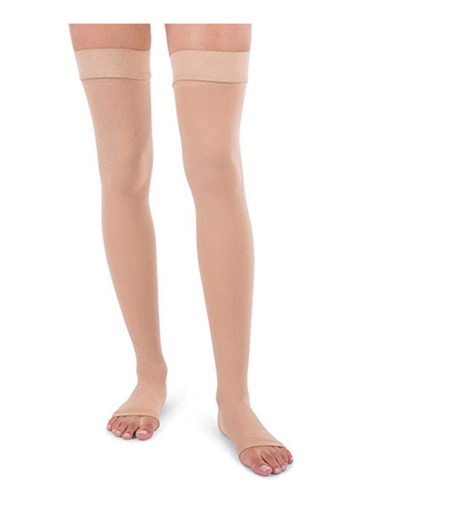 PEDIMEND Open Toe Thigh High Compression Stockings (2PAIR - 4PCS) | Gradient Compression with Silicone Band | Reduce Varicose Veins Promote Blood Circulation | UNISEX | Foot Care One Size BEIGE - Buy Online on GoSupps.com