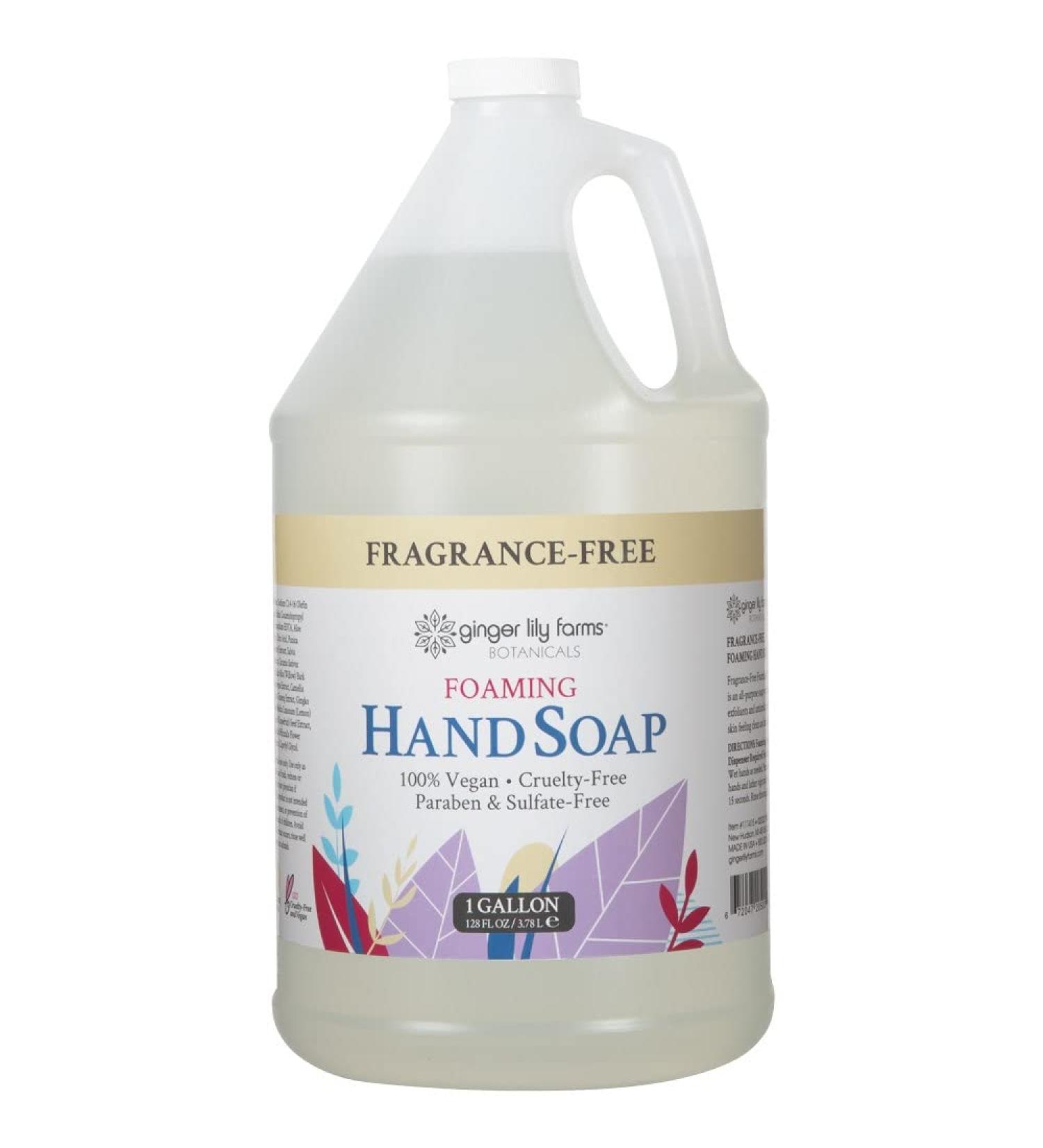 Ginger Lily Farms Botanicals Foaming Hand Soap Refill - Fragrance-Free, 100% Vegan, Unscented - 1 Gallon - Buy Online on GoSupps.com