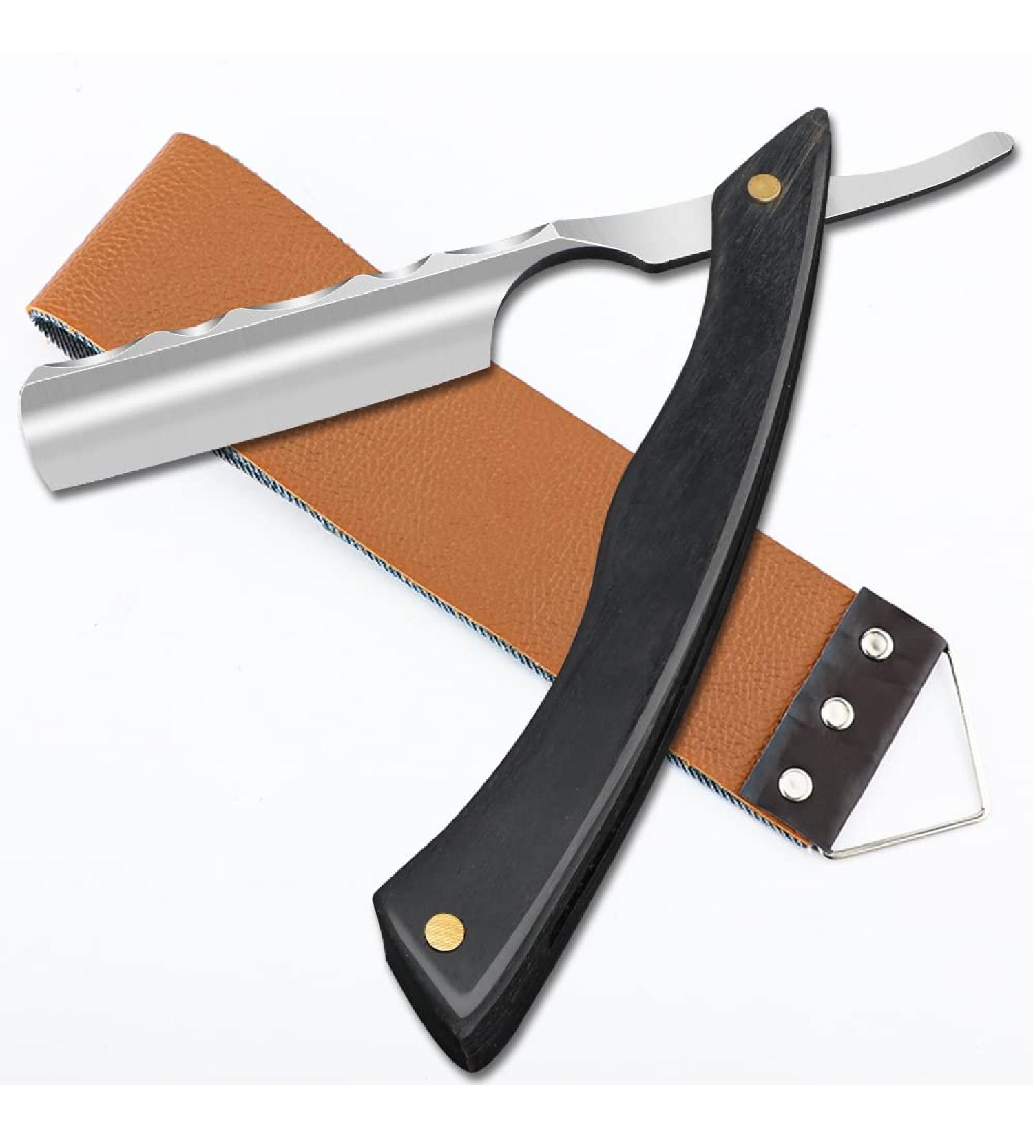 Stainless Steel Cut Throat Razor Kit with Leather Sharpener - Perfect Gift for Men - M&LD Straight Edge Razor Blades for Barber and Home Use - Buy Online on GoSupps.com
