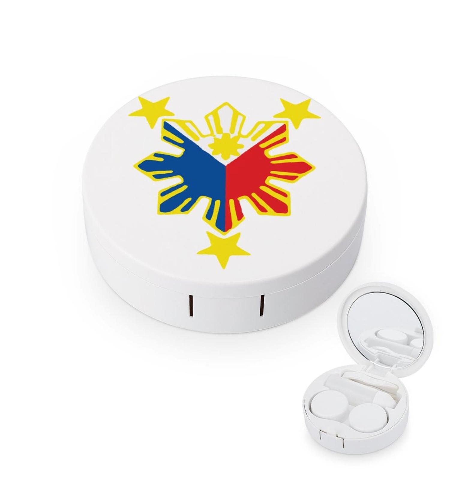 Philippine Flag Contact Lens Case - Cute & Portable Storage Box with Mirror for Travel & Daily Use - Buy Online on GoSupps.com