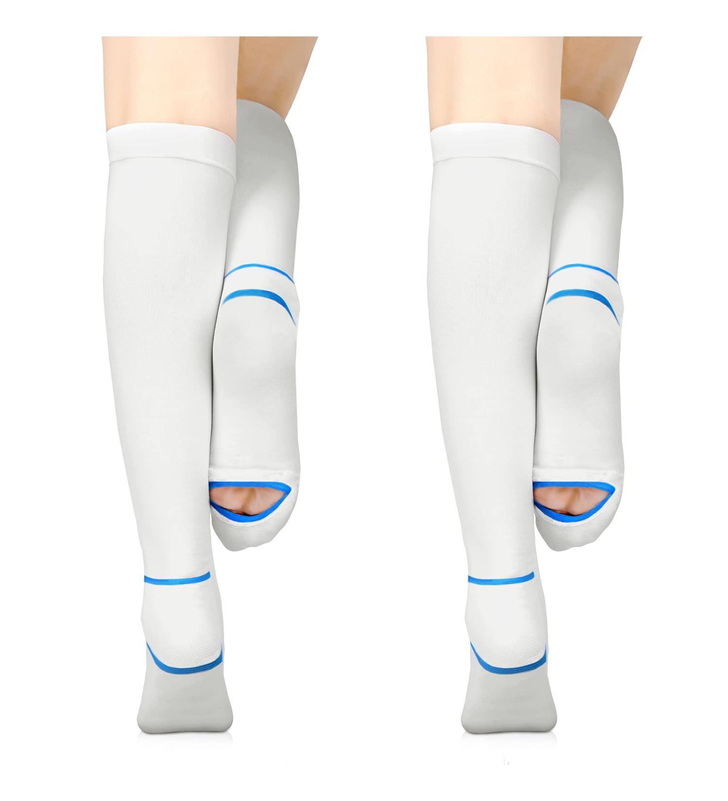 2 Pairs XL Anti-Embolism Stockings 15-20 mmHg for Women & Men - Unisex Ted Hose Socks with Inspect Toe Hole - Buy Online on GoSupps.com