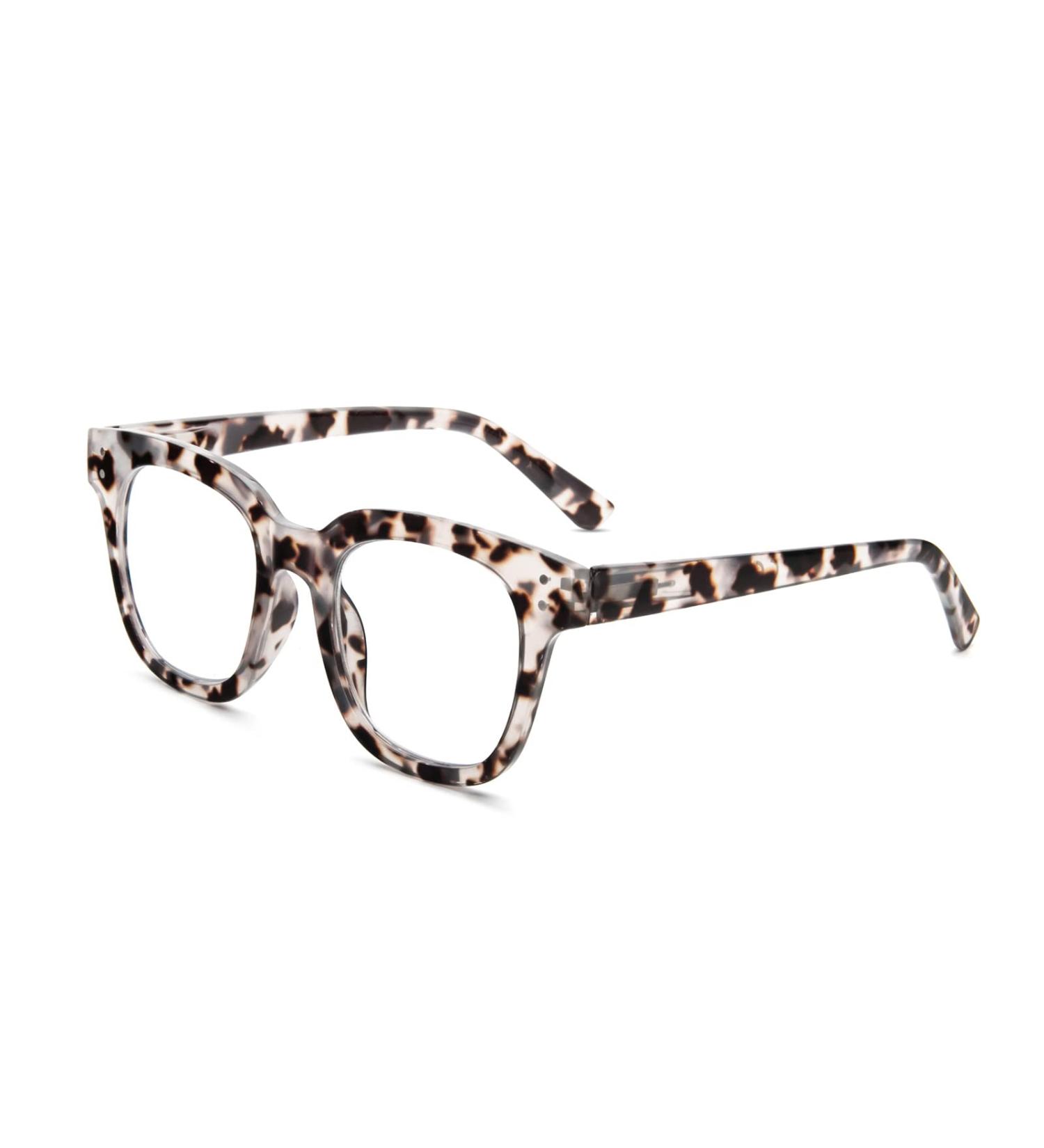 Kokobin Oversized Anti-Blue Light Reading Glasses for Women - Stylish Gray Leopard Square Frame (3.5 Diopters) | Fashionable Computer Glasses - Buy Online on GoSupps.com