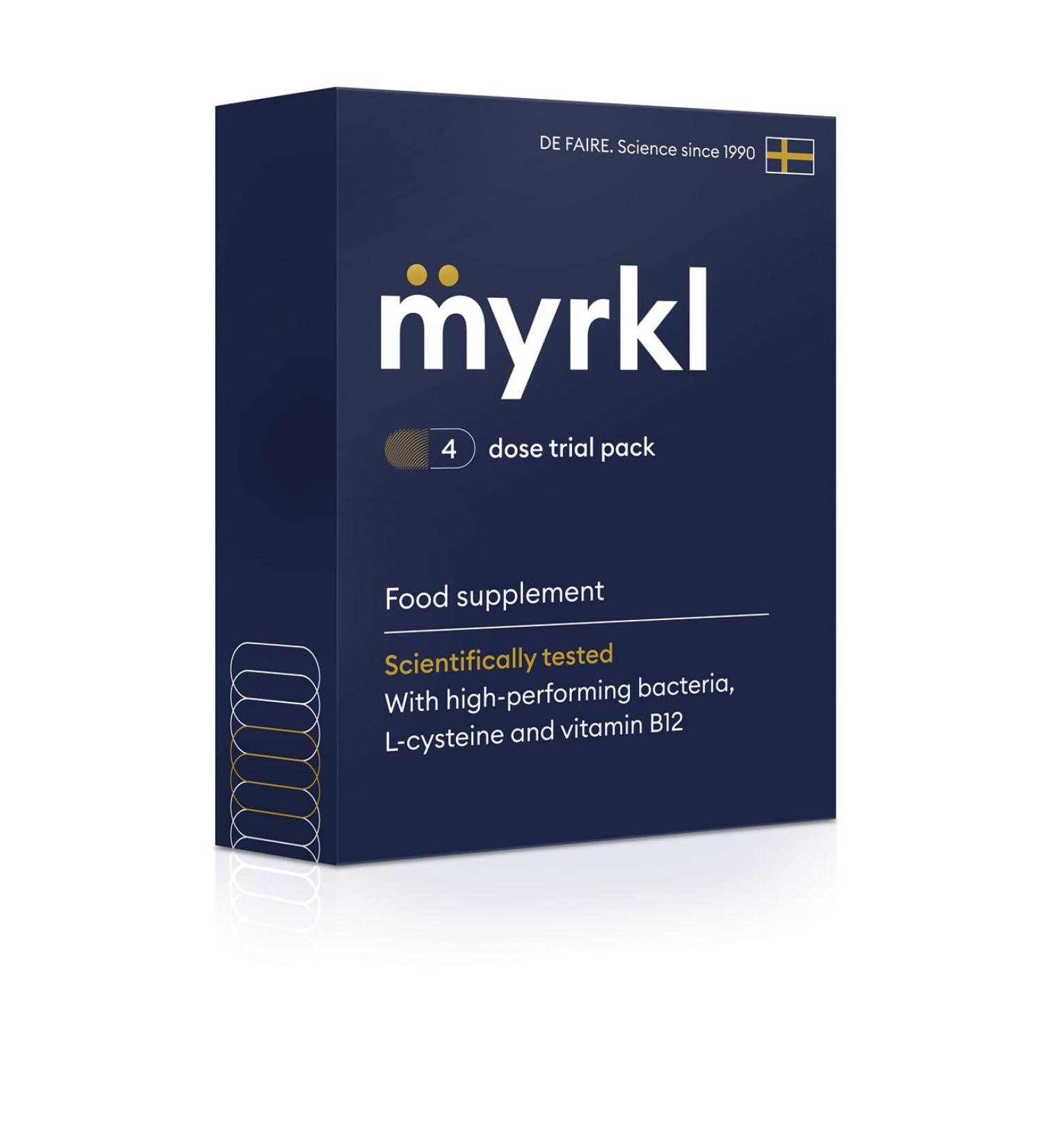 Myrkl | Vitamin B12 which Helps Reduce Tiredness and Fatigue | Probiotics & L Cysteine| Food Supplement | Scientifically Tested| Natural | Vegan | 4 doses | 8 Tablets Total - Buy Online on GoSupps.com