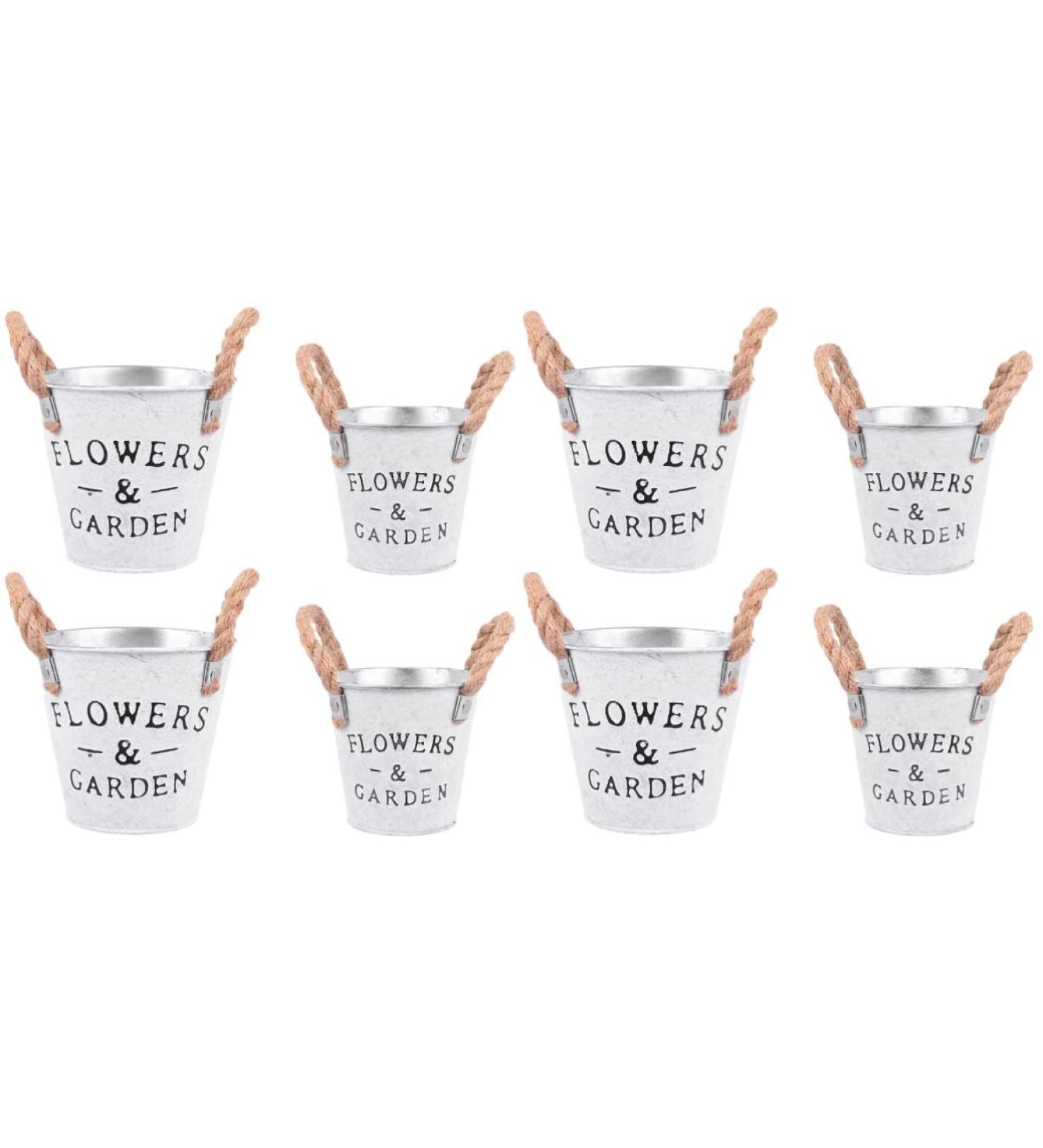 Homoyoyo 8 Pcs Tin Bucket Metal Flower Bucket The Office Desk Decor Galvanized Metal Vase French Country Pitcher Desk Waste Basket Metal Tin Plating Iron Flower Arrangement 13X12cmx2pcs Assorted Colorx2pcs - Buy Online on GoSupps.com