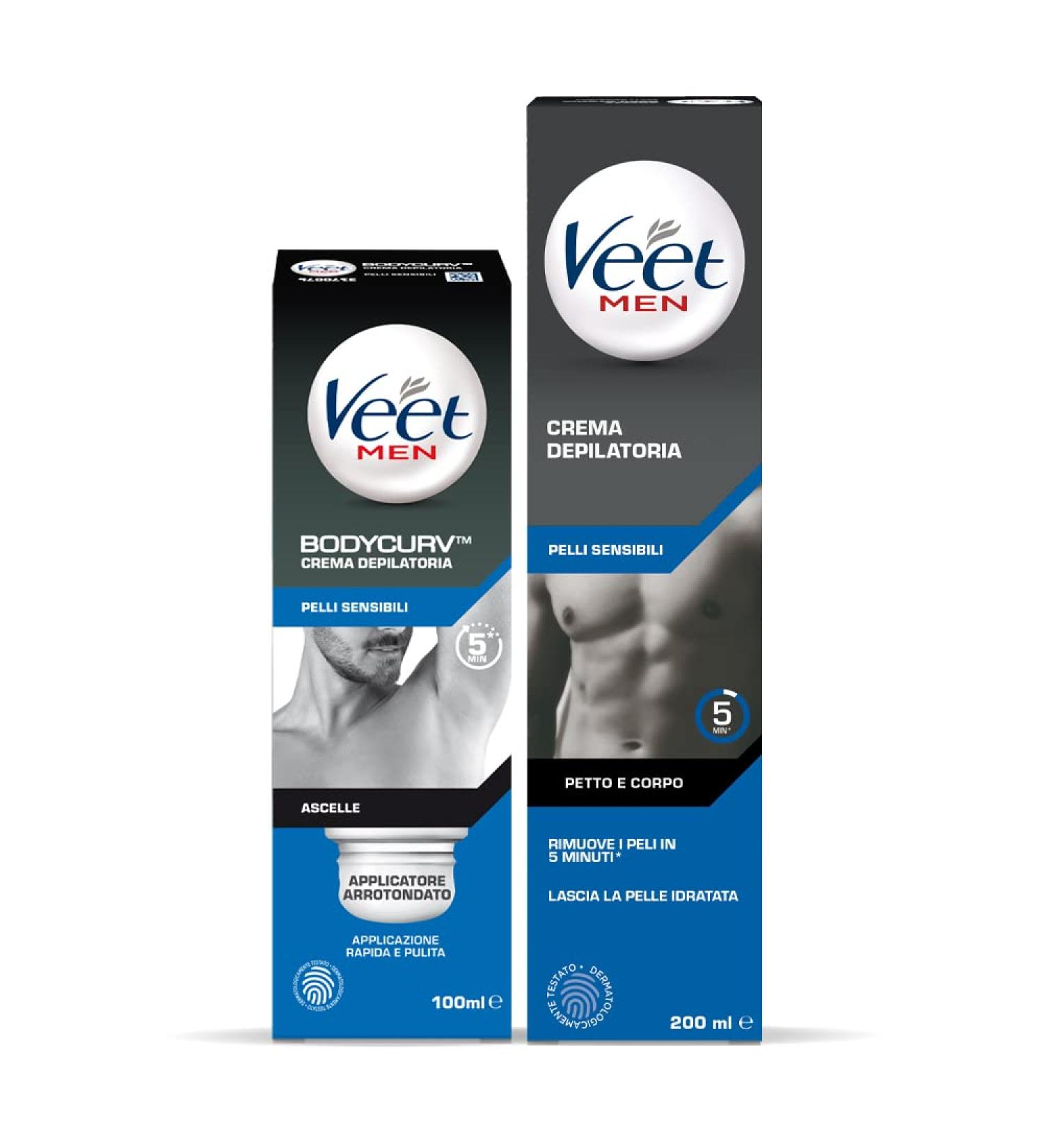 Veet Veet For Men kit VEET For Men Hair Removal Cream Armpits Sensitive Skin with Rounded Applicator 100 ml and VEET For Men Hair Removal Cream for Men Sensitive Skin 200 ml