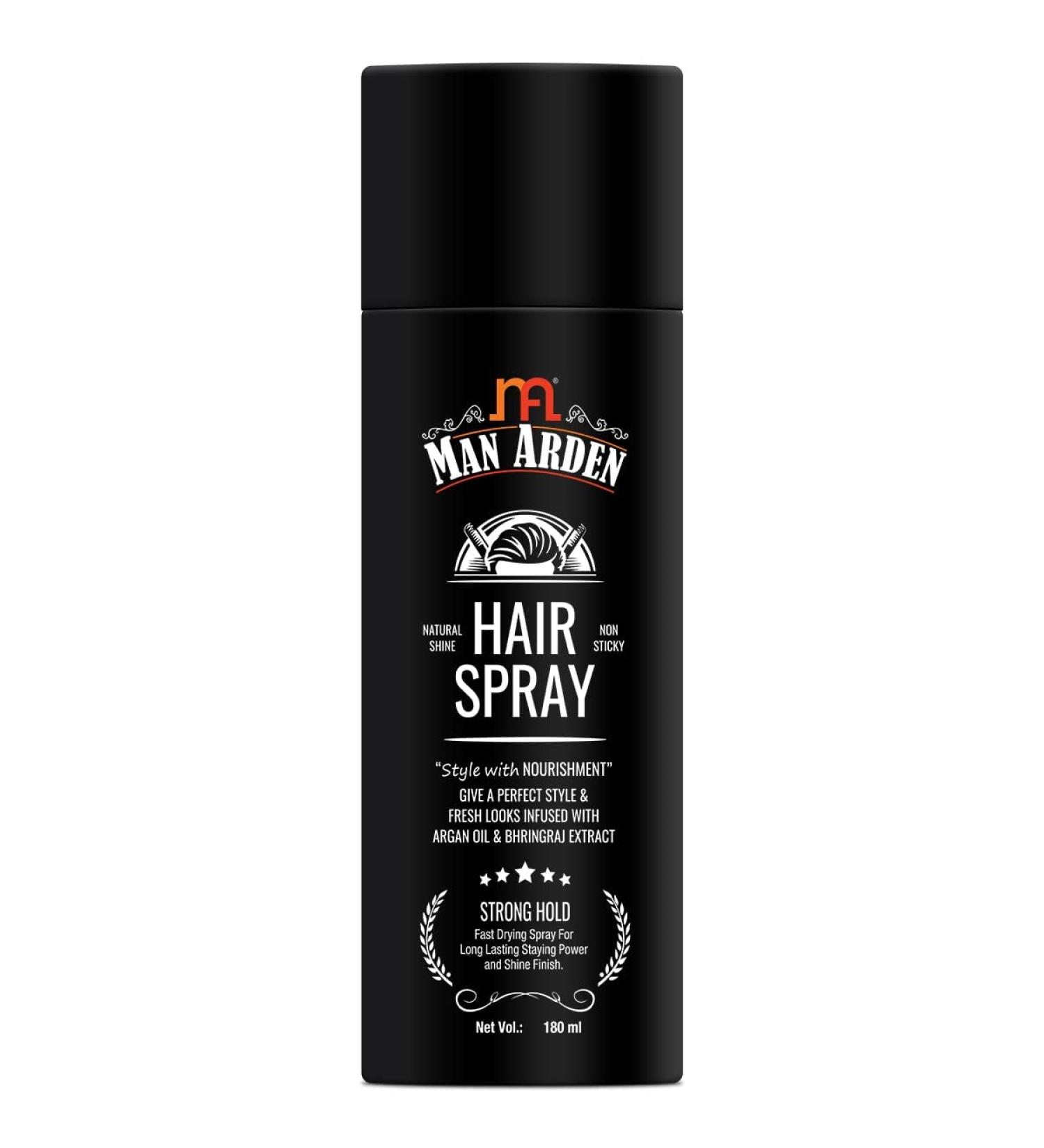 Man Ar.den Hair Spray - Strong Hold Styling with Nourishment - Argan Oil and Bhringraj 180 ml Black - Buy Online on GoSupps.com