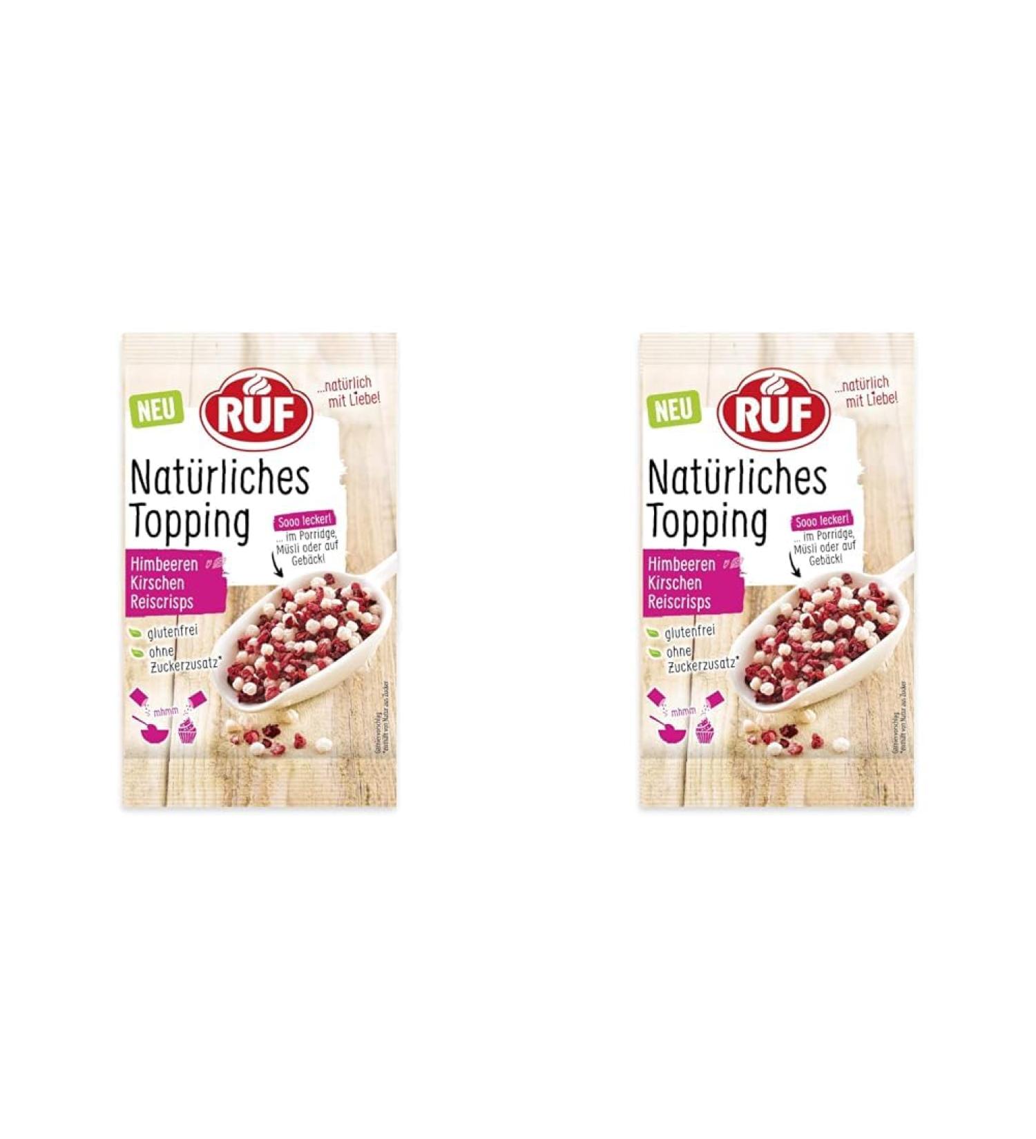 Natural Fruit Topping with Raspberries & Cherries - Gluten-Free Vegan No Additives Perfect for Porridge & Pastries - 15g (2 Pack) - Buy Online on GoSupps.com