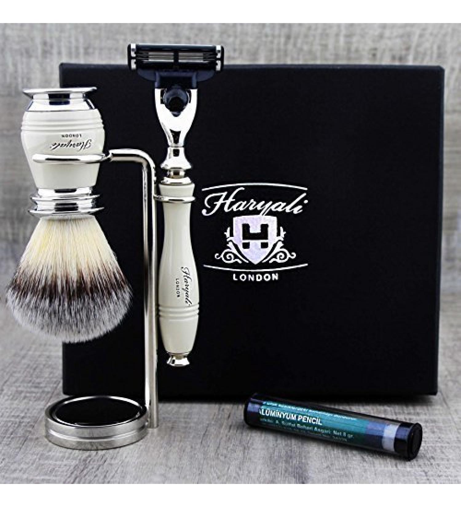 Classic Ivory 3-Part Shaving Set for Men | Synthetic Brush & Mach 3 Razors | Perfect Gift - Buy Online on GoSupps.com