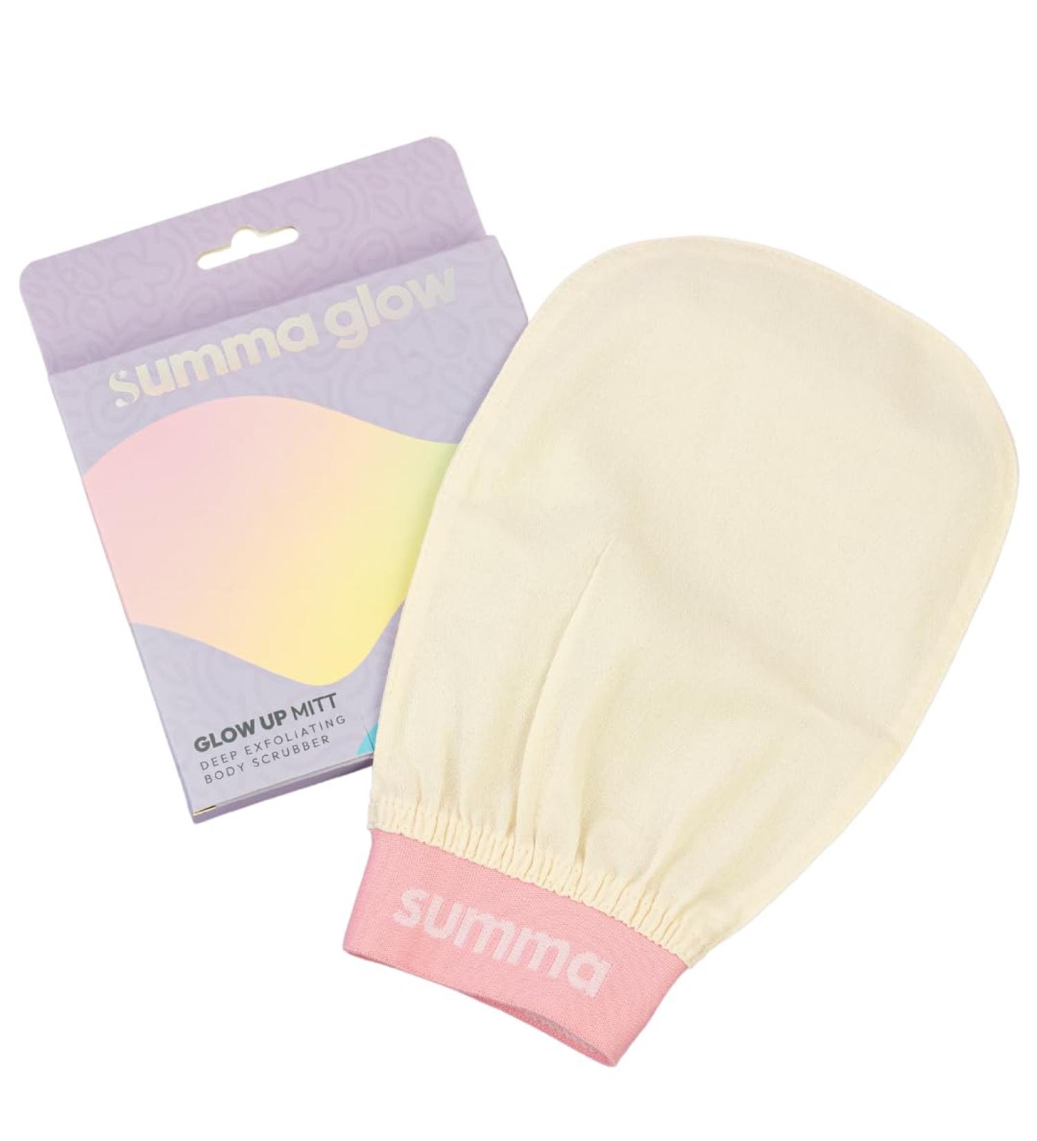 Summa Glow Deep Exfoliating Body Scrubber Mitt | Remove Dry Skin & Tan | Illuminating Shower Glove - Buy Online on GoSupps.com