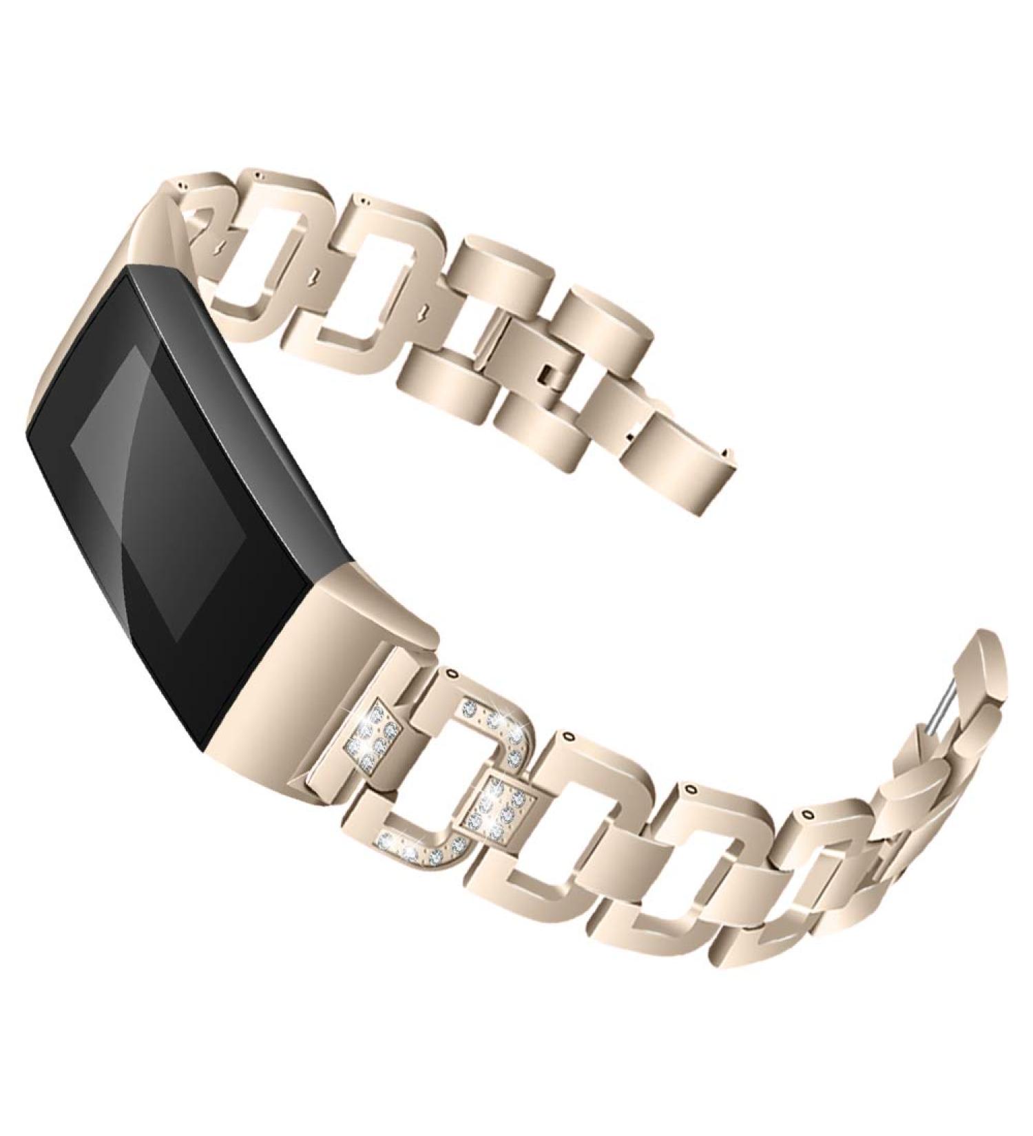 Hopply Compatible with Fitbit Charge 3 / Charge 4 Bands for Women Replacement Metal Charge 3 hr Strap Band with Bling Rhinestone Bangle for Fitbit Charge 4 Special Edition (Champagne Gold) - Buy Online on GoSupps.com