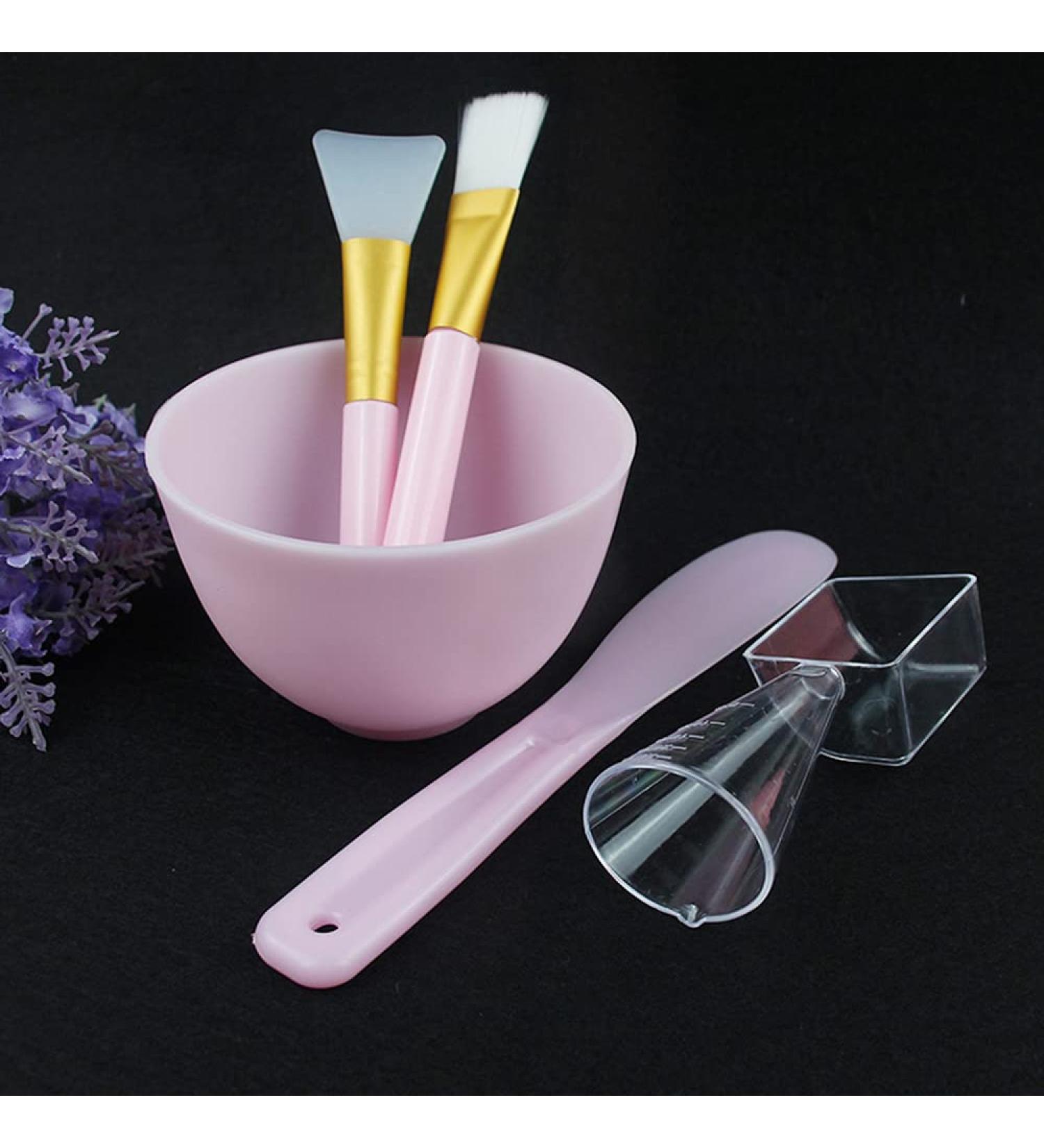 Duories Silicone Mask Brush Set | 5-in-1 DIY Facial Mask Mixer Kit | Pink Spatula & Soft Brushes for Masks Serums & Eye Care - Buy Online on GoSupps.com