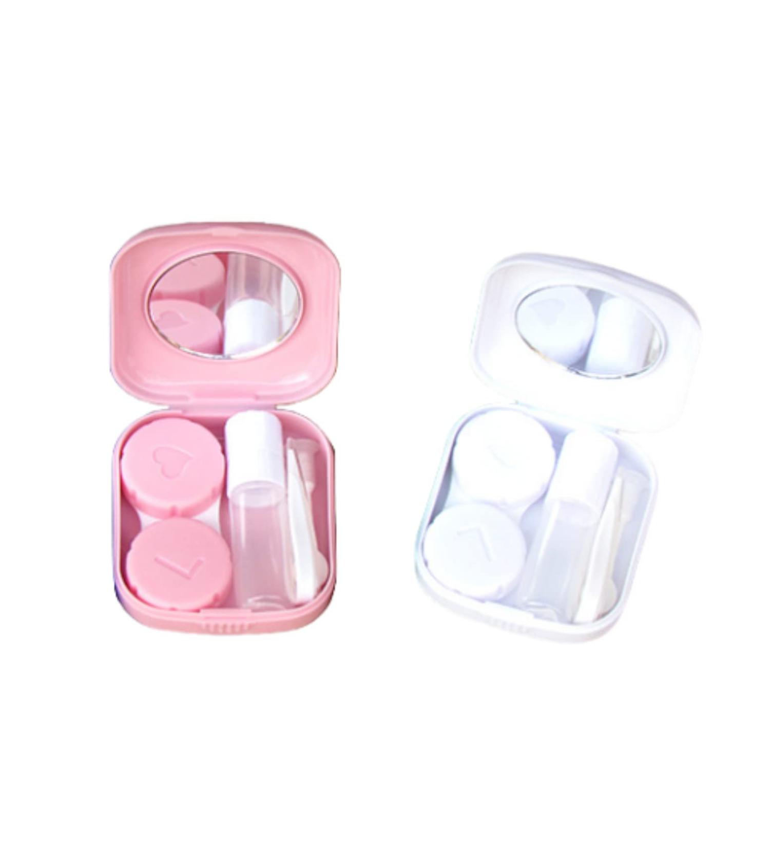 Premium Contact Lens Holder & Case for Travel - White Pink Compact & Portable (5.1 x 5.8 x 1.6 cm) | Ideal for Home & On-the-Go - Buy Online on GoSupps.com
