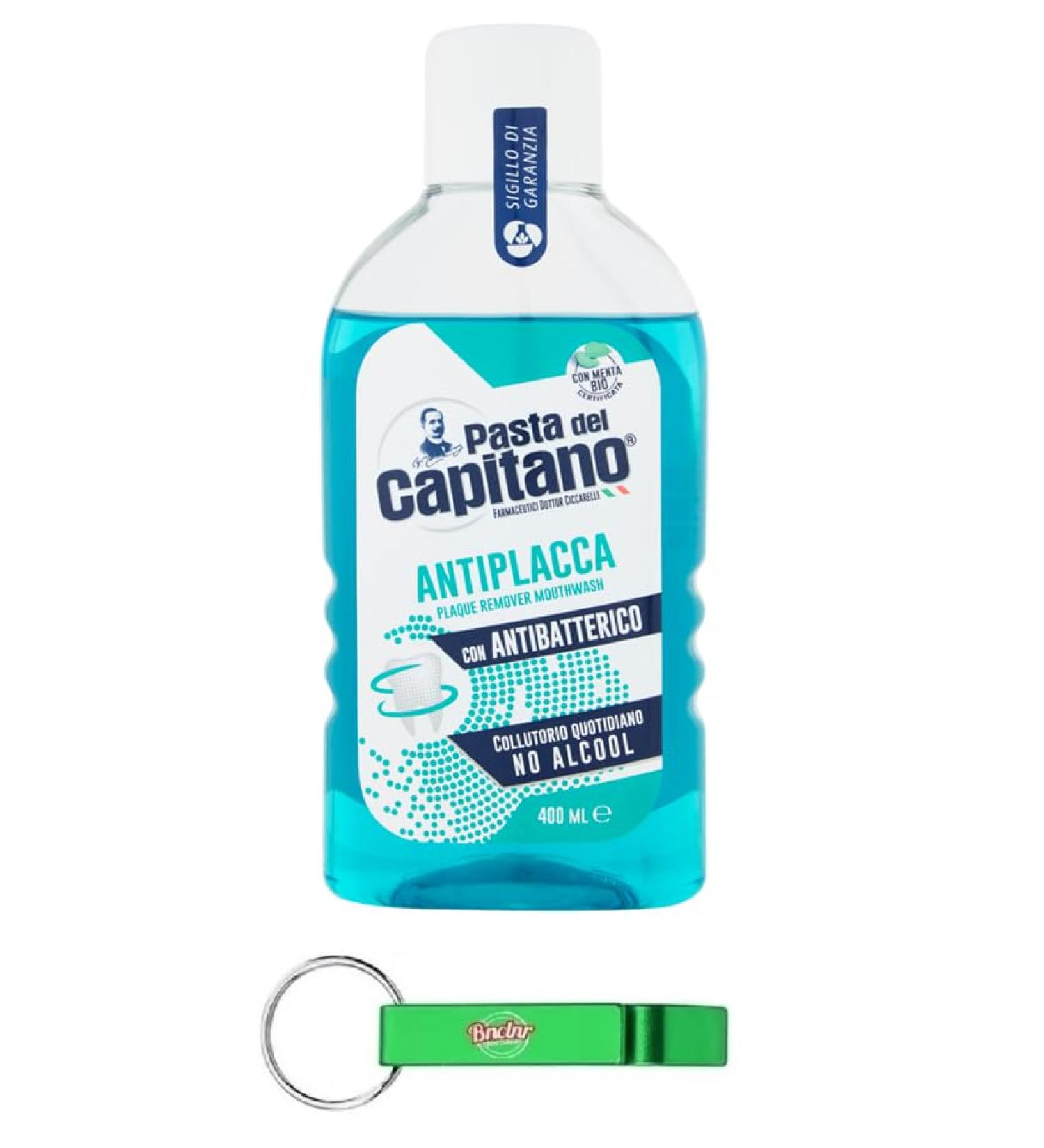 Buy 12x Pasta del Capitano Anti-Plaque Mouthwash 400ml - Free Beni Culinari Keychain | International Shipping - Buy Online on GoSupps.com