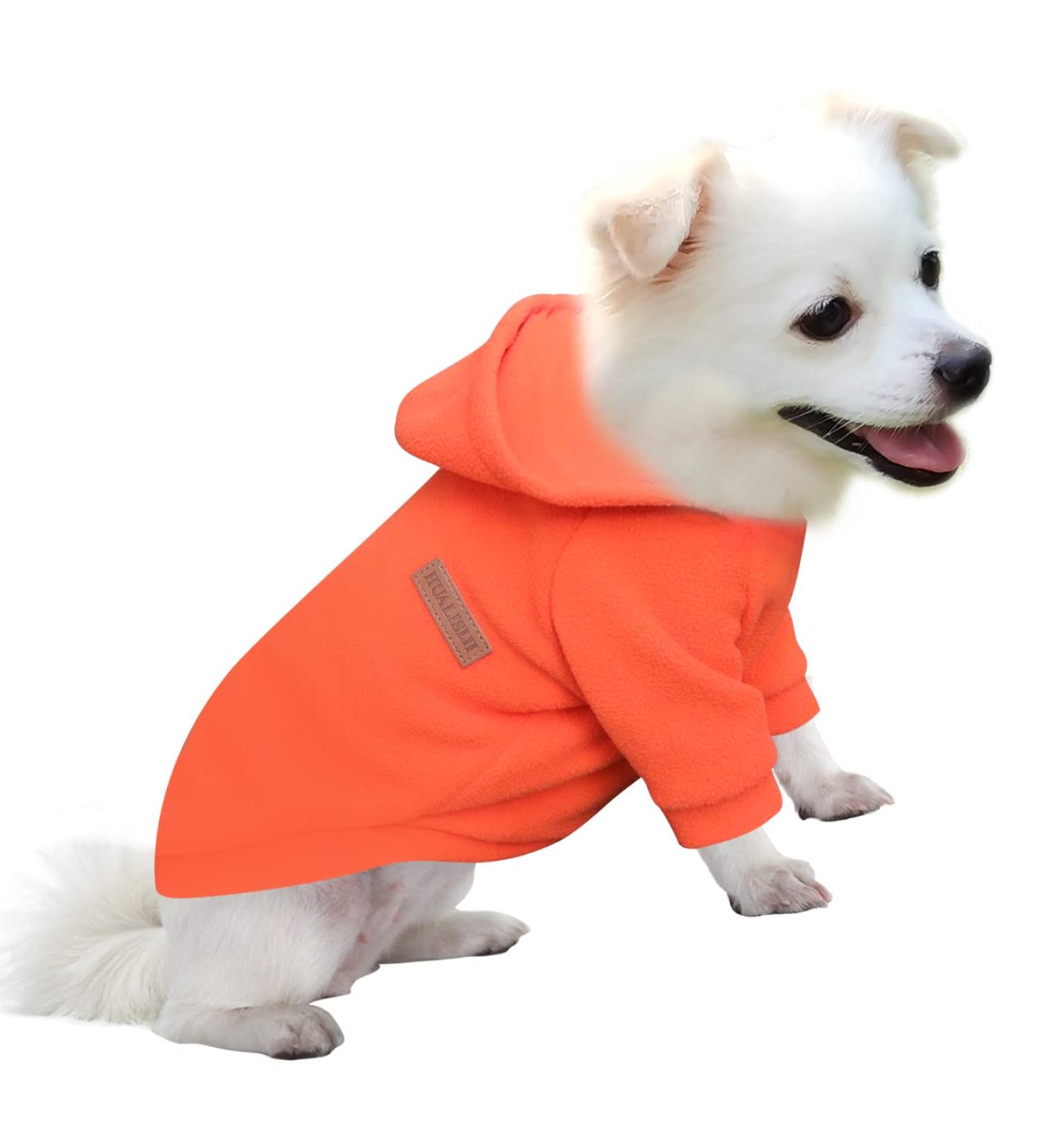 Shop Hualisiji Dog Hoodie & Fleece Sweater - Warm Lightweight Chihuahua Sweater in Orange (L) | Perfect for All Breeds - Buy Online on GoSupps.com